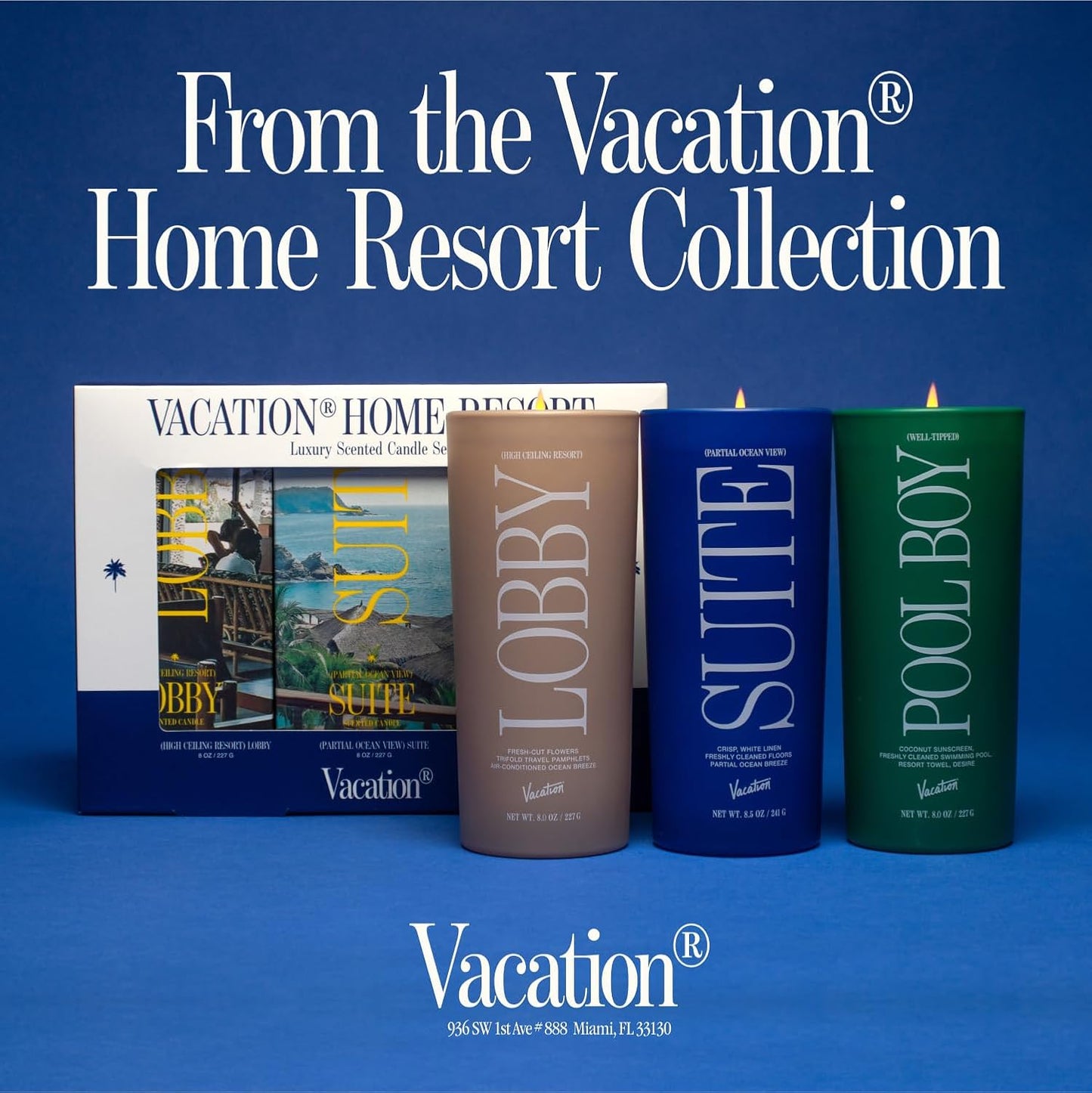 Vacation Partial Ocean View Suite Scented Soy Candle, 8 Ounces - Relaxing Candle with Bergamot, Lavender and Patchouli, Gift for Home Decor