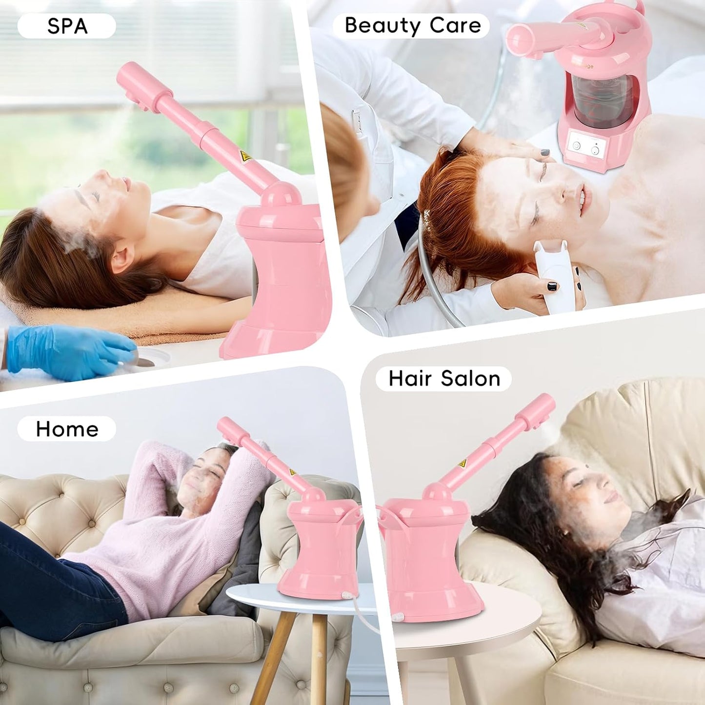 Facial Steamer Nano Ionic Face Steamer with Extendable Arm, Portable Face Steamer for Facial Deep Cleaning, Steamer for Facial for Personal Care at Home or Salon(Pink)