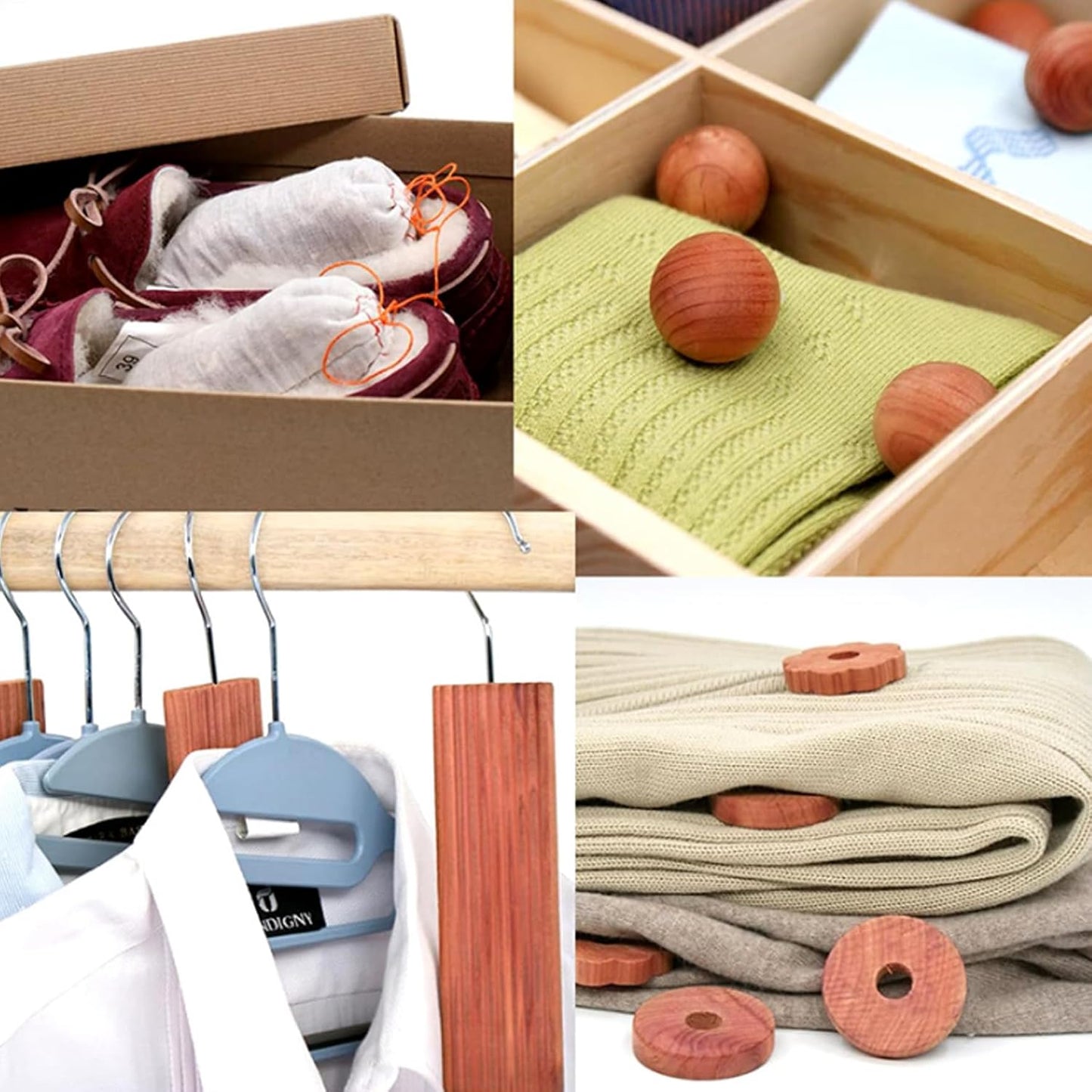 26 Cedar Blocks for Clothes Storage, Cedar Chips for Clothes Storage, Aromatic Hangers, Scented Sachets, Closet Freshener for Home Hotel Closets, Drawers