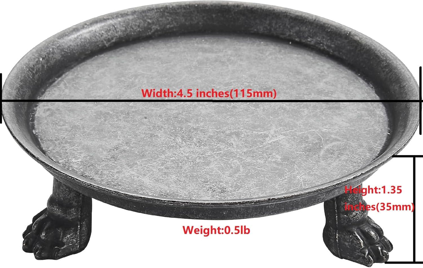 khtumeware Vintage 4.5 Inch 100% Solid Brass Clawfoot Candle Dish - Pedestal Dish - Rustic Black Candle Holder - Jewelry Holder - Perfect for Wax Candles, Rings, and Trinkets