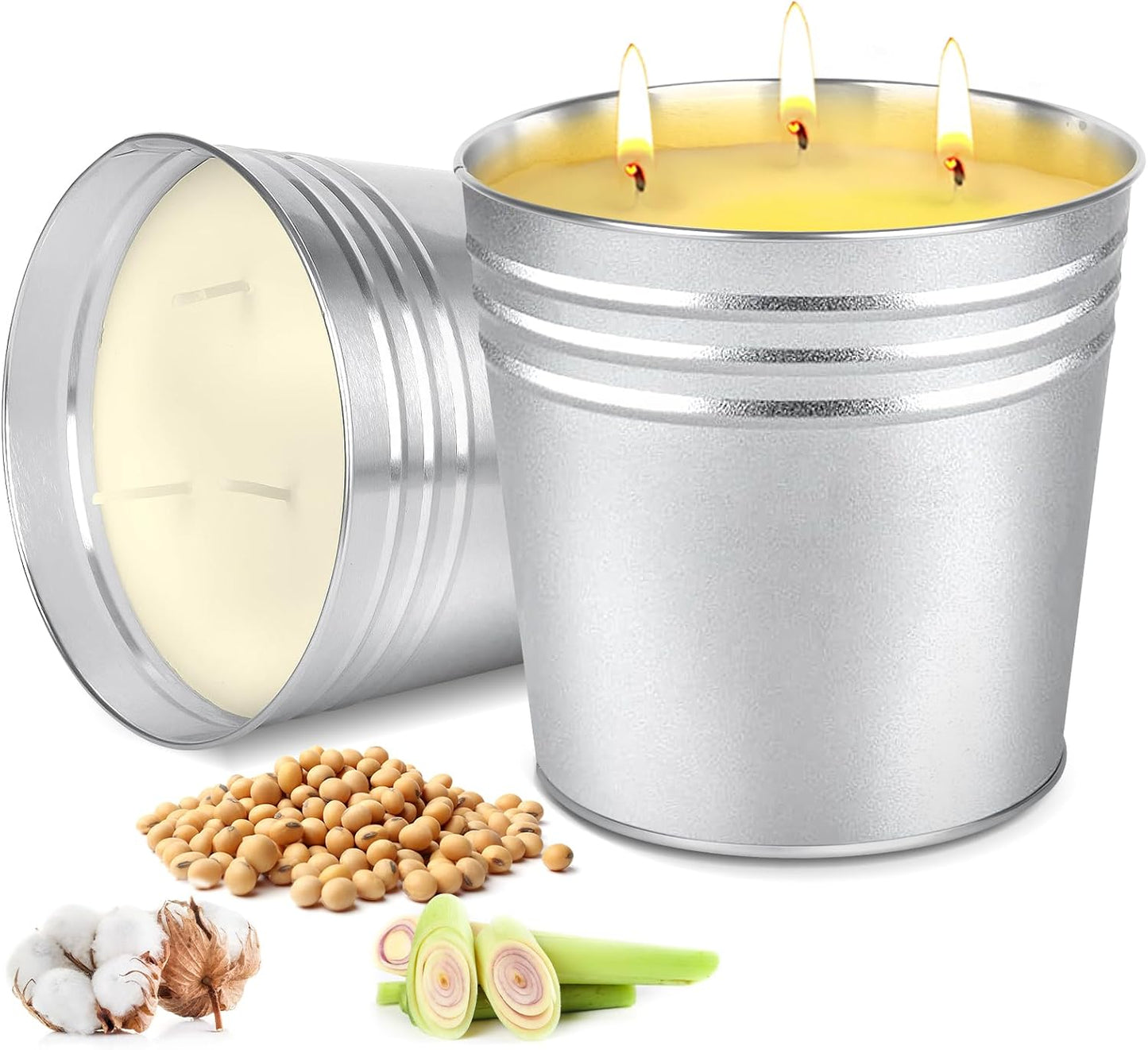 2 Pack Citronella Candles Large, 3 Wicks 34oz Citronella Candle Outdoor for Home Patio, 200h Long Lasting Summer Candle Bulk for Homen Scented Garden Balcony Camping BBQ