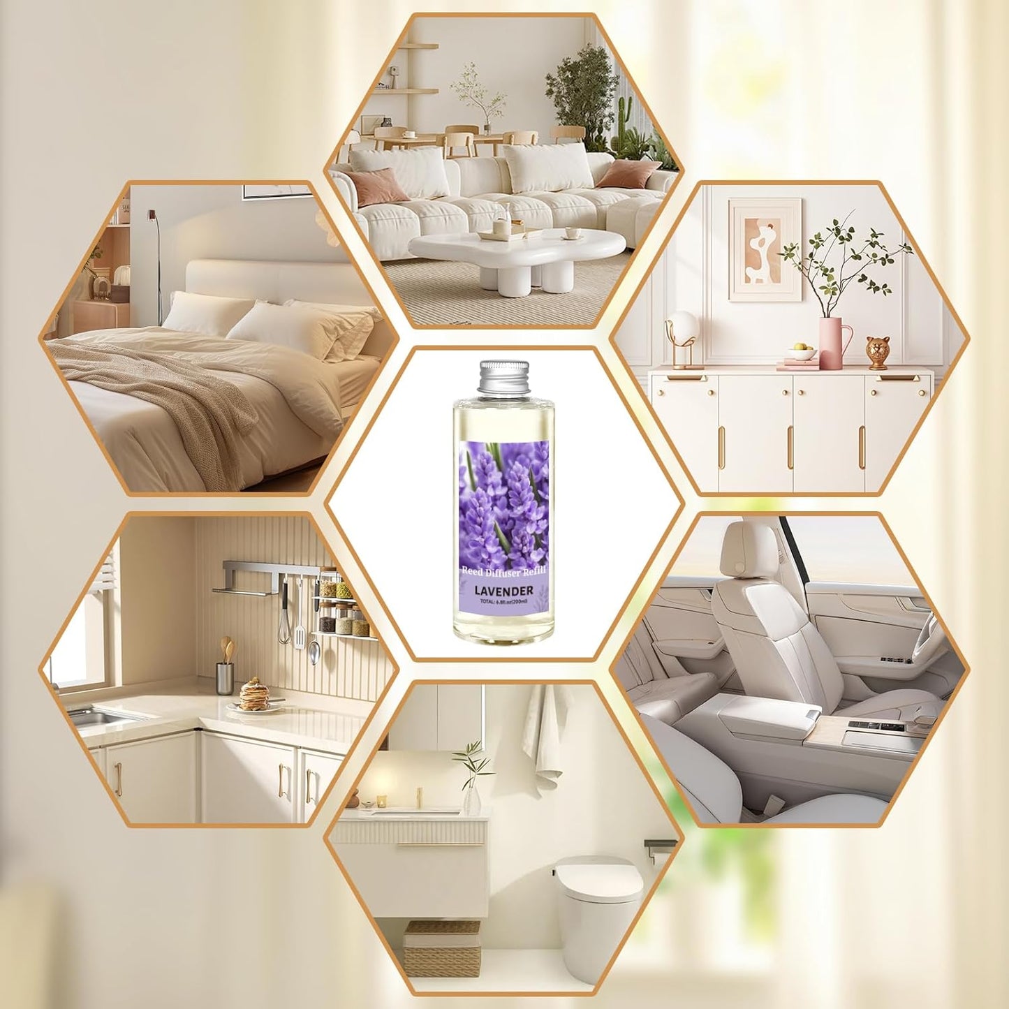 STRN Lavender Essential Oil Reed Diffuser Refill 200ml Long-Lasting Aromatherapy, Natural Fragrance Liquid with Eco-Friendly Bottle for Home, Bedroom, Spa