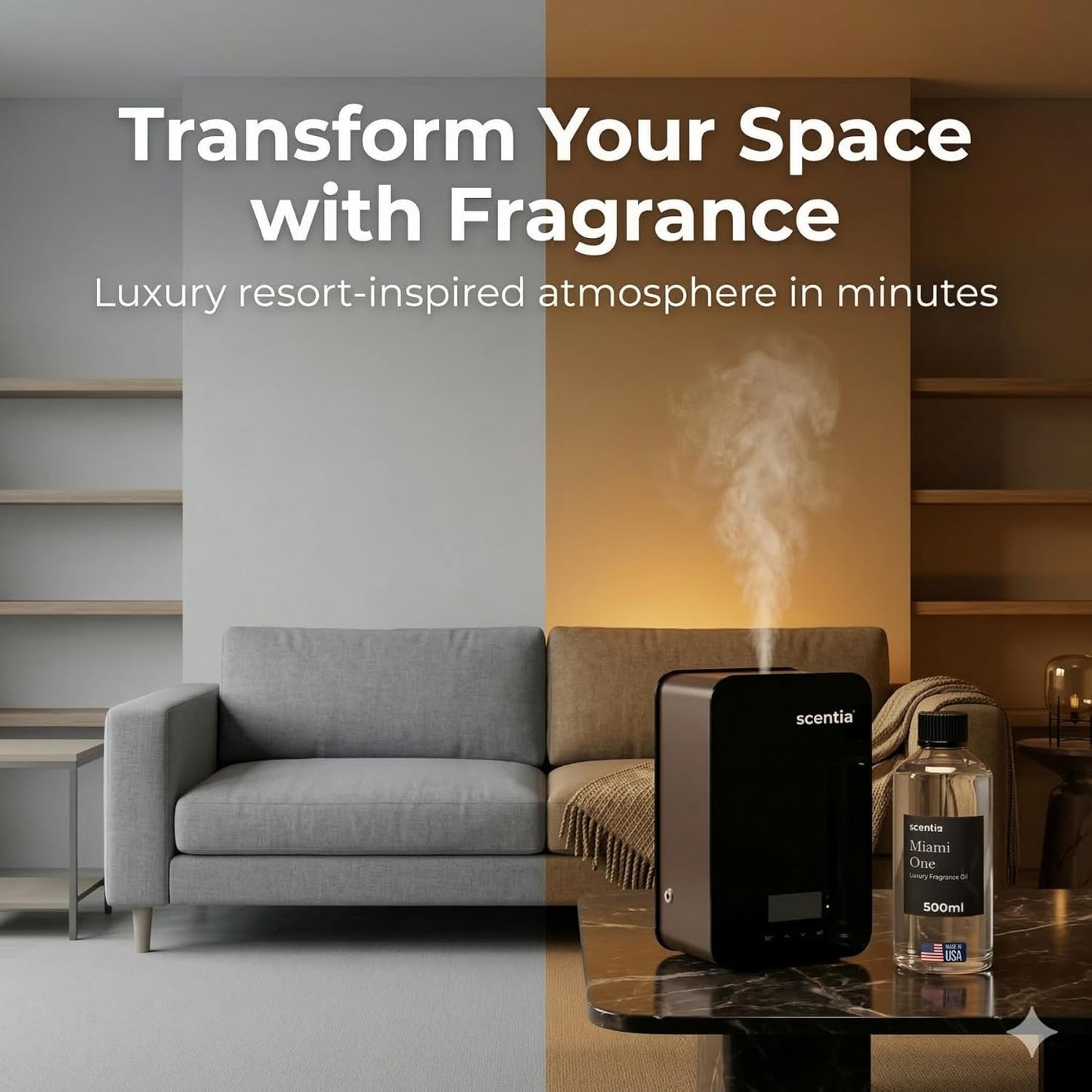 Scentia Miami One (My Way) Diffuser Oil for HVAC Scent Machine β Hotel Fragrance Inspired by 1 Hotel Miami Beach β 500 mL β Lemon, Sandalwood & Cedar Oil for Commercial & Cold Air Diffusers