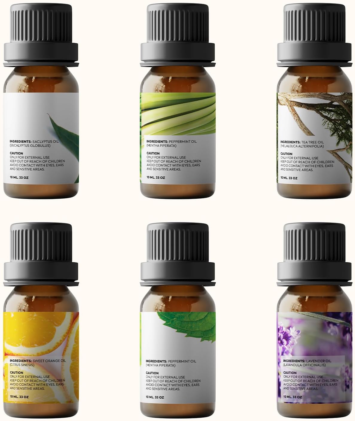 Pure Aroma Essential Oils Aromatherapy Set - 6 x 10ML Oils for Diffusers