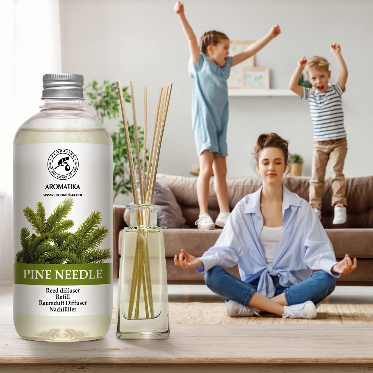 Pine Diffuser Refill 17.0 Fl Oz - Fresh & Long Lasting Fragrance - Scented Reed Diffuser - Diffuser Oil Refill - for Aromatherapy - Office - Air Fresheners w/Natural Essential Pine Needle Oil