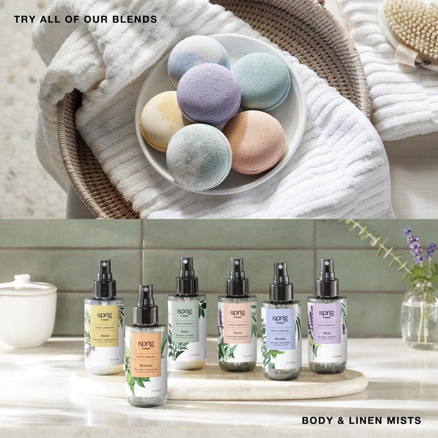 Sprig by Kohler Lavender + Vanilla Bath Bomb, Hypoallergenic, Made with Natural Botanicals & Premium Skincare Ingredients (Shea Butter, Coconut Oil, & Kaolin Clay) to Relax and Calm - Sleep