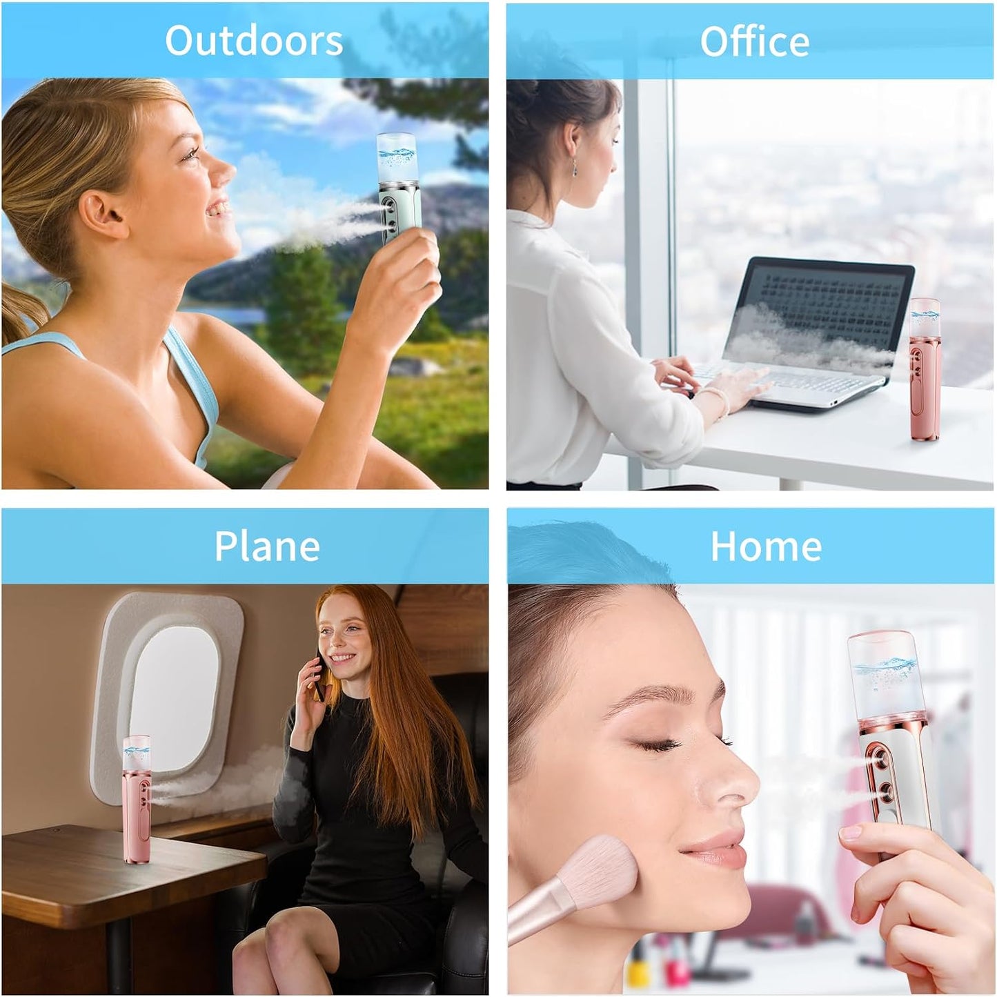 Nano Mister for Eyelash Extensions, Portable Facial Mist Sprayer with 2 Nozzles, 30ml Water Tank - USB Rechargeable Handheld Face Atomizer for Makeup and Skin Hydration - White