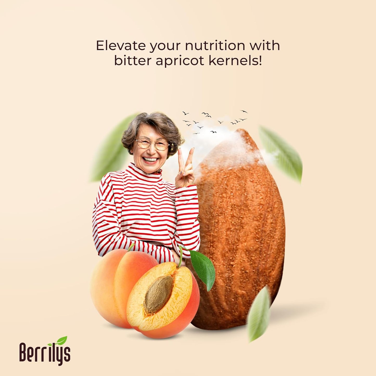 Berrilys Organic Bitter Apricot Kernels - USDA Certified Organic Bitter Apricot Seeds - Natural & Non-GMO, Premium Quality Kernals, No Sulfur or Additives - 10 oz