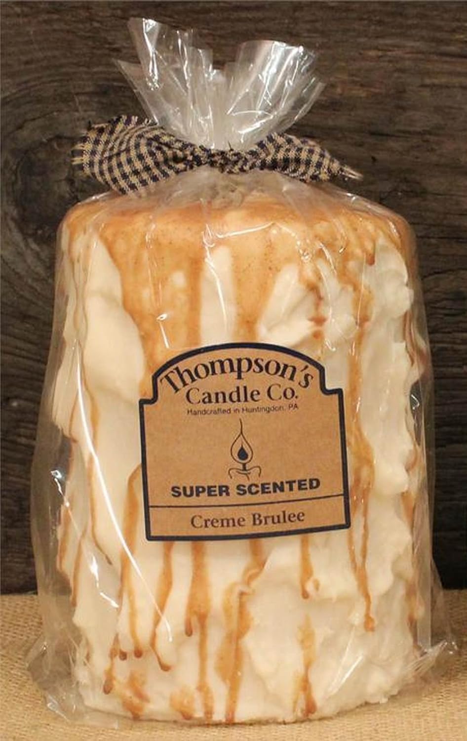 Thompson's Candle Co. Super Scented LG (44 oz) Pillar 200 Hrs Creme Brulee
