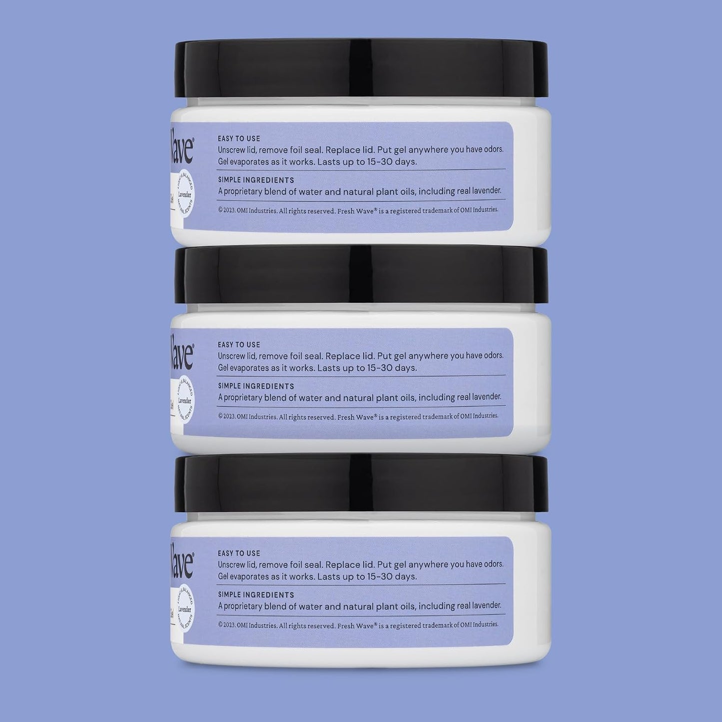Fresh Wave Lavender Odor Removing Gel, 7 oz., Pack of 3 - Safer Odor Absorbers for Home, Natural Plant-Based Odor Eliminator, Every 7 oz. lasts 15-30 Days, For Cooking, Trash & Pets