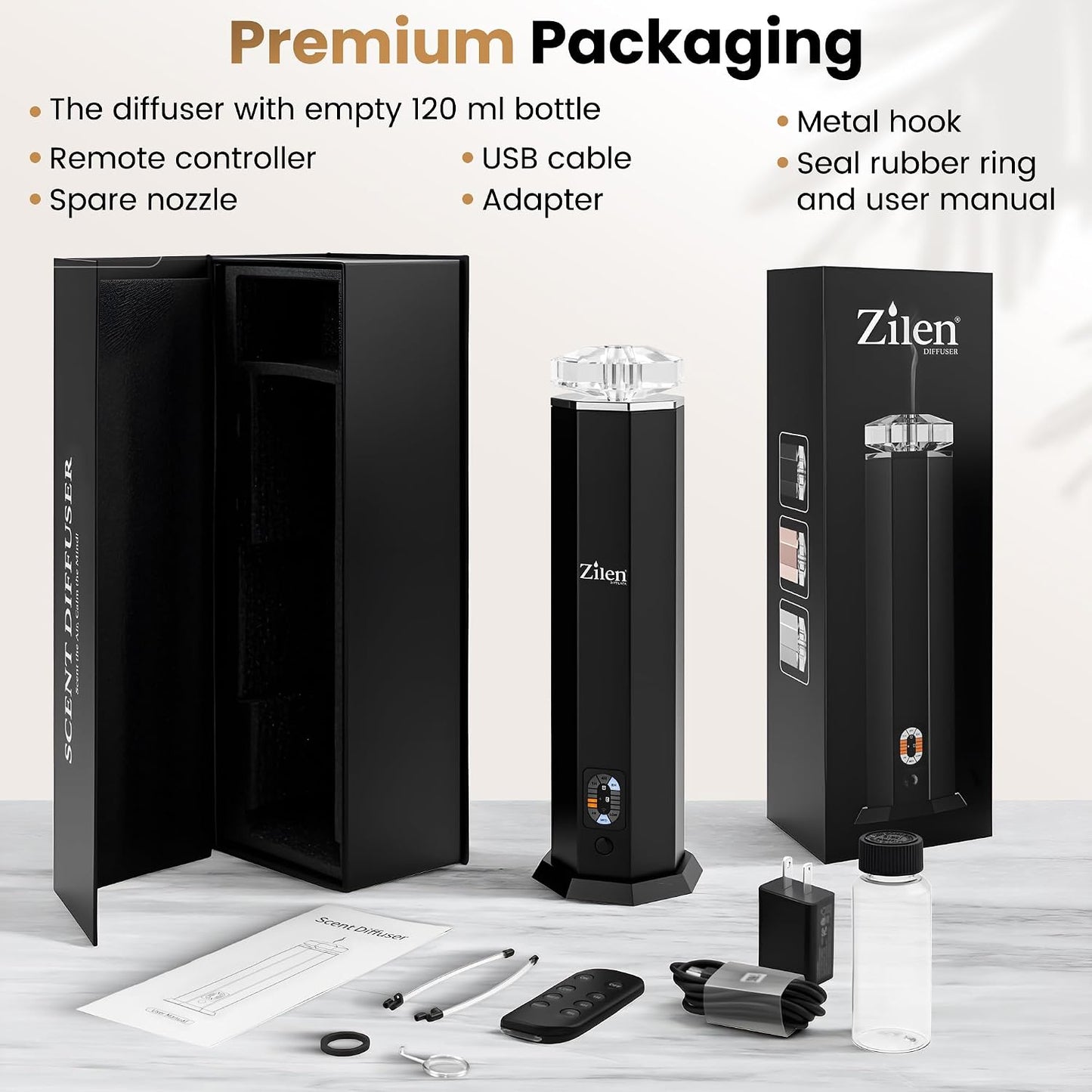 Limited Edition Design - Waterless Essential Oil Diffuser – 3600mAh Rechargeable Nebulizing Cold Air Scent Machine, Portable Luxury Crystal & Steel Design, Covers Up to 1,000 Sq Ft for Large Rooms
