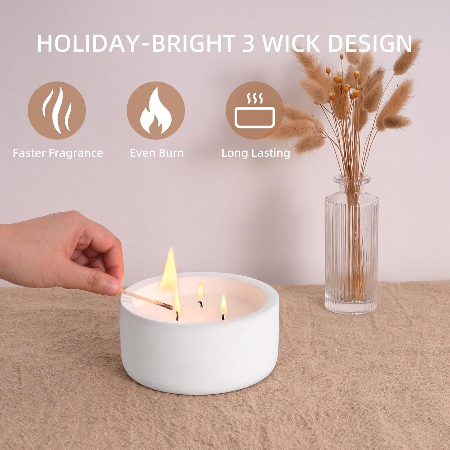 Viyffo 20oz Large White Scented Candle for Women β Vanilla Dreamscape, 3 Wick Non Toxic Soy Candle, Matte Ceramic Jar, Luxury Home Fragrance, Elegant Room Decor & Premium Gift