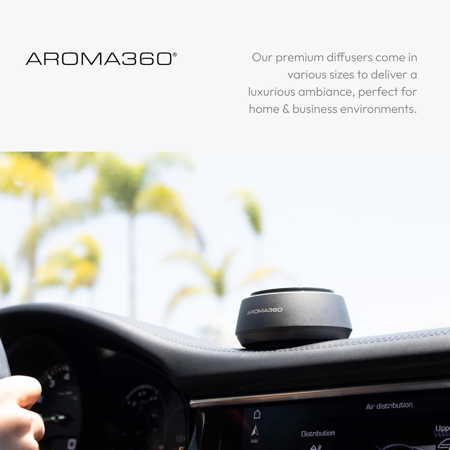 Aroma360 - Smart Car Diffuser - Portable Luxury Essential Oil Diffuser for Cars - Auto On/Off Feature - Oil Not Included
