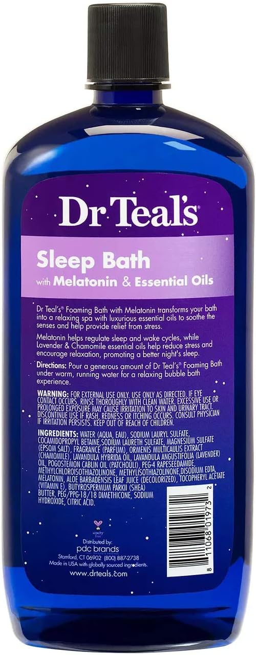 Dr. Teals Foaming Bath Variety Gift Set (2 Pack, 34oz Ea) Shea Butter & Almond Oil, Melatonin Sleep Bath - Essential Oils Blended with Pure Epsom Salt Eases Achy Muscles & Relieves Stress