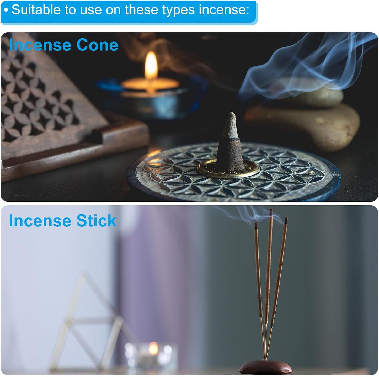 PATIKIL Incense Holder, 2 Pack Brass Incense Cone Burner Stick Holder with 9 Holes Incense Stand Base for Yoga Spa Room Home Office, 0.8" Dia. 0.4" Tall