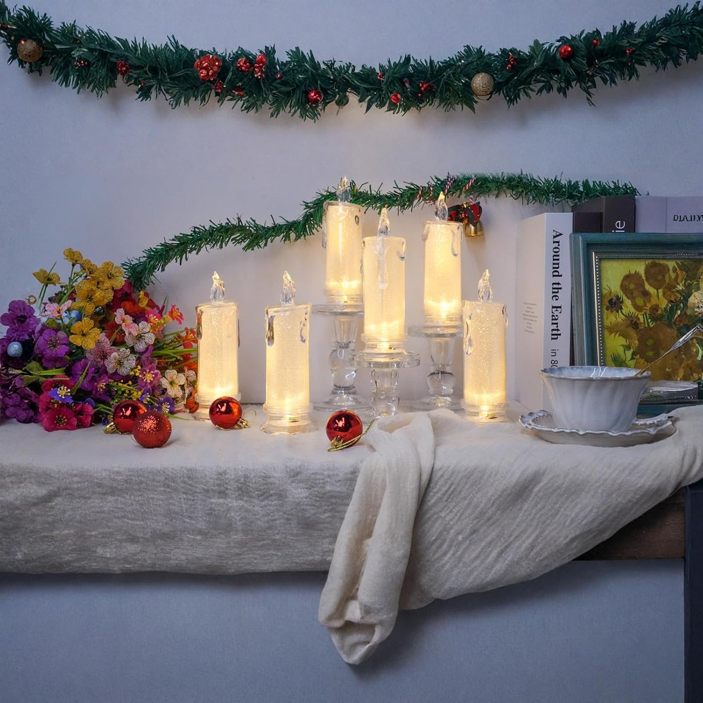 HAIDOLIANGE 6PCS Led Candles,Flameless Candles Battery Operated, Pillar Fake Candles,Velas Artificiales para Decoration for Valentine's Wedding Christmas Table Decorations (D2.5 x H7)