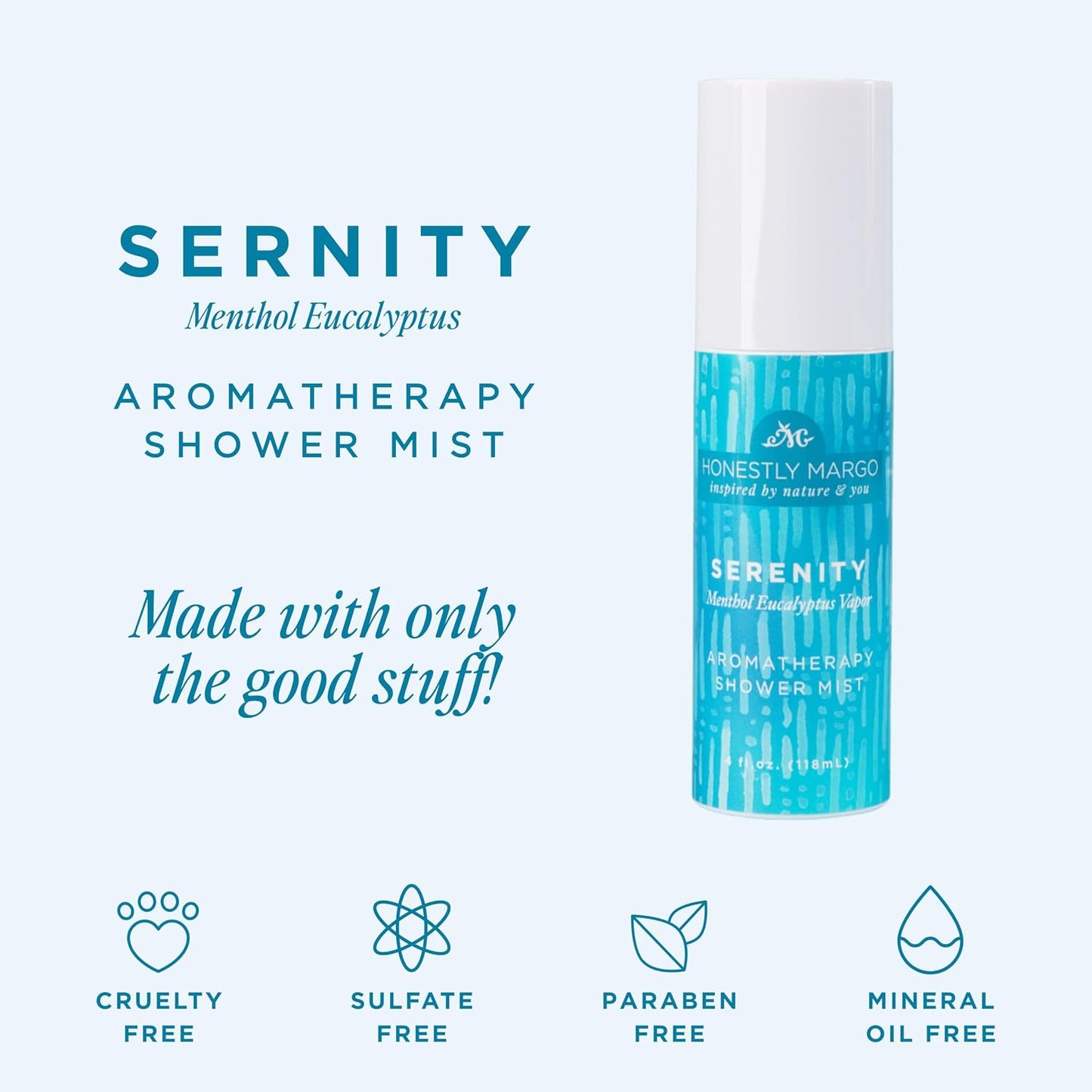 Honestly Margo Aromatherapy Shower Mist Spray Eucalyptus (4 Fl Oz, Pack of 1) – Wellness Spray with Essential Oils for Shower Steam, Personal Space Mist – Cruelty-Free Body Care & Bath Products
