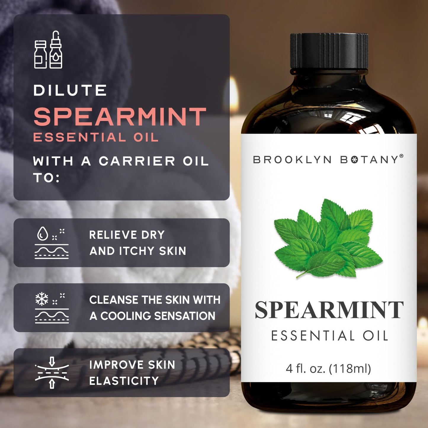 Brooklyn Botany Grapefruit & Spearmint Essential Oils – 4 Fl Oz (Pack of 2) – 100% Pure & Natural – Uplifting & Cooling Aromatherapy Blend