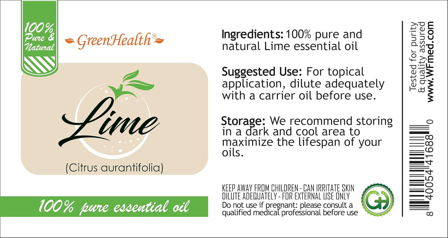 Lime Essential Oil – 100% Pure - 32 fl oz (946 ml) Aluminum Bottle w/Plug Cap – GreenHealth