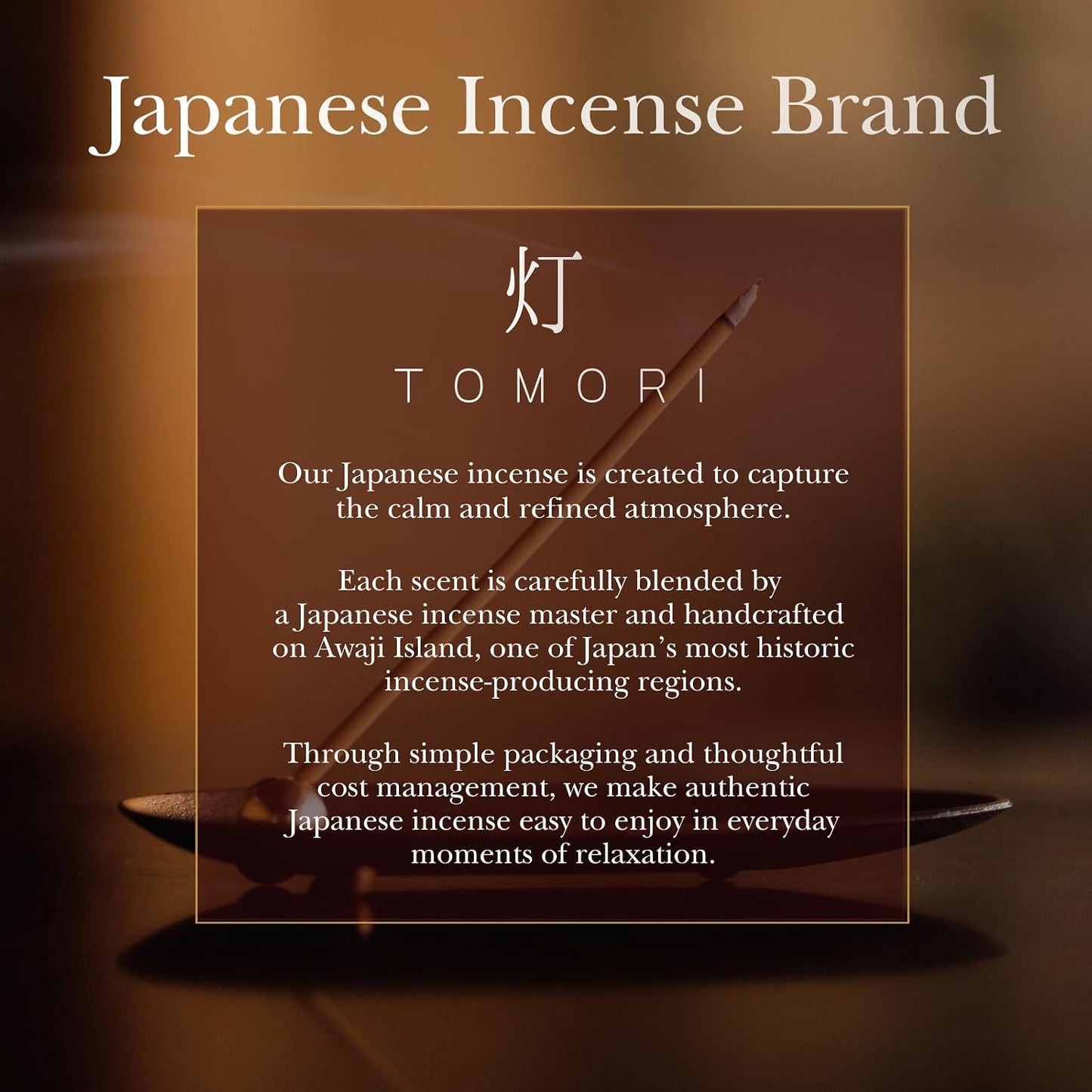 Sandalwood Premium Japanese Incense Sticks 60sticks Coreless Low Smoke Natural Charcoal Free Non Toxic Temple Kyoto Aroma Aromatherapy Meditation Calming Stress Relief Relaxation Yoga Zen TOMORI