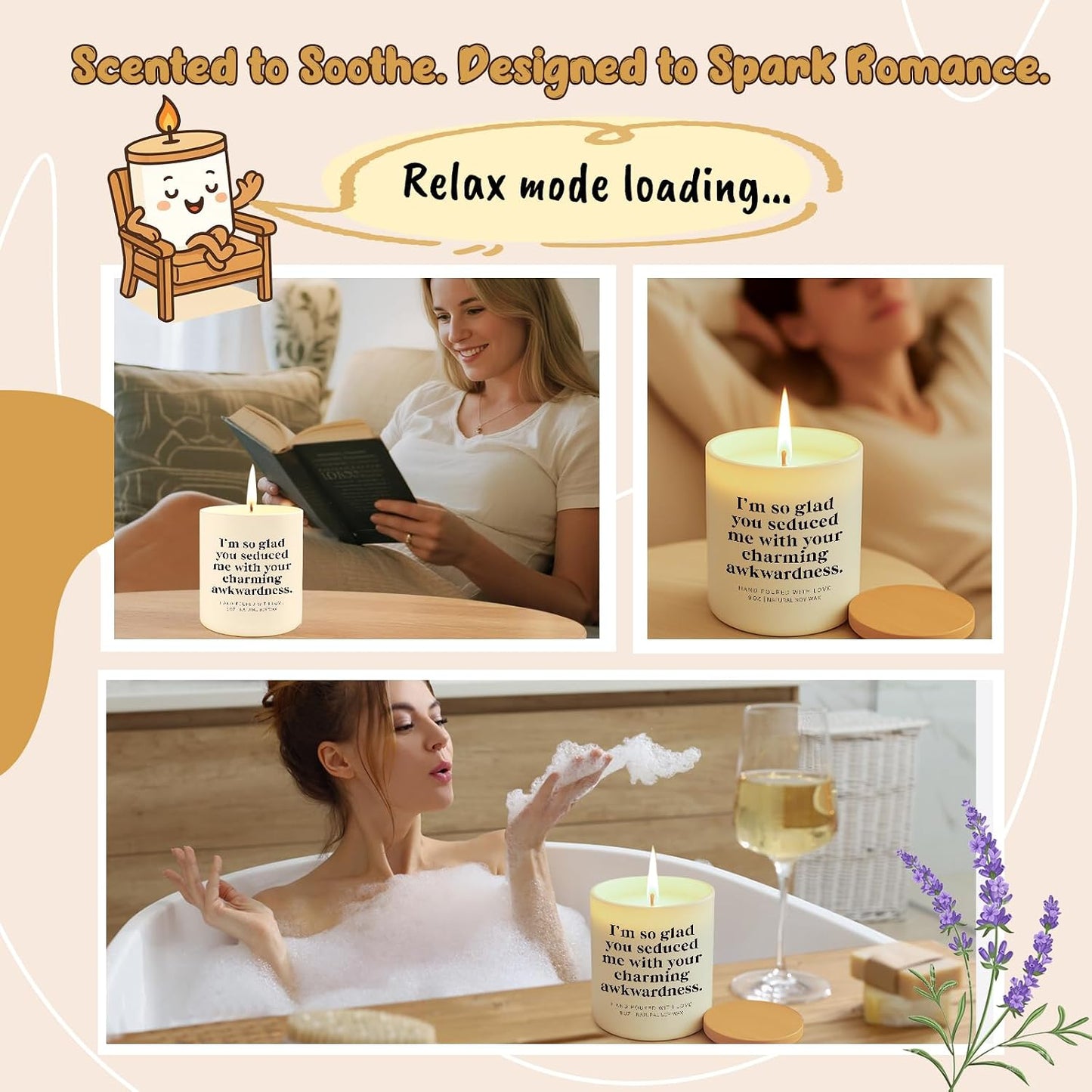 Gifts for Him Her Couples Valentine’s Day Candle – Cute & Funny Gift for Boyfriend, Girlfriend or Partner Anniversary Valentine Birthday Gift Hand-Poured Soy Wax Scented Candle for Couples