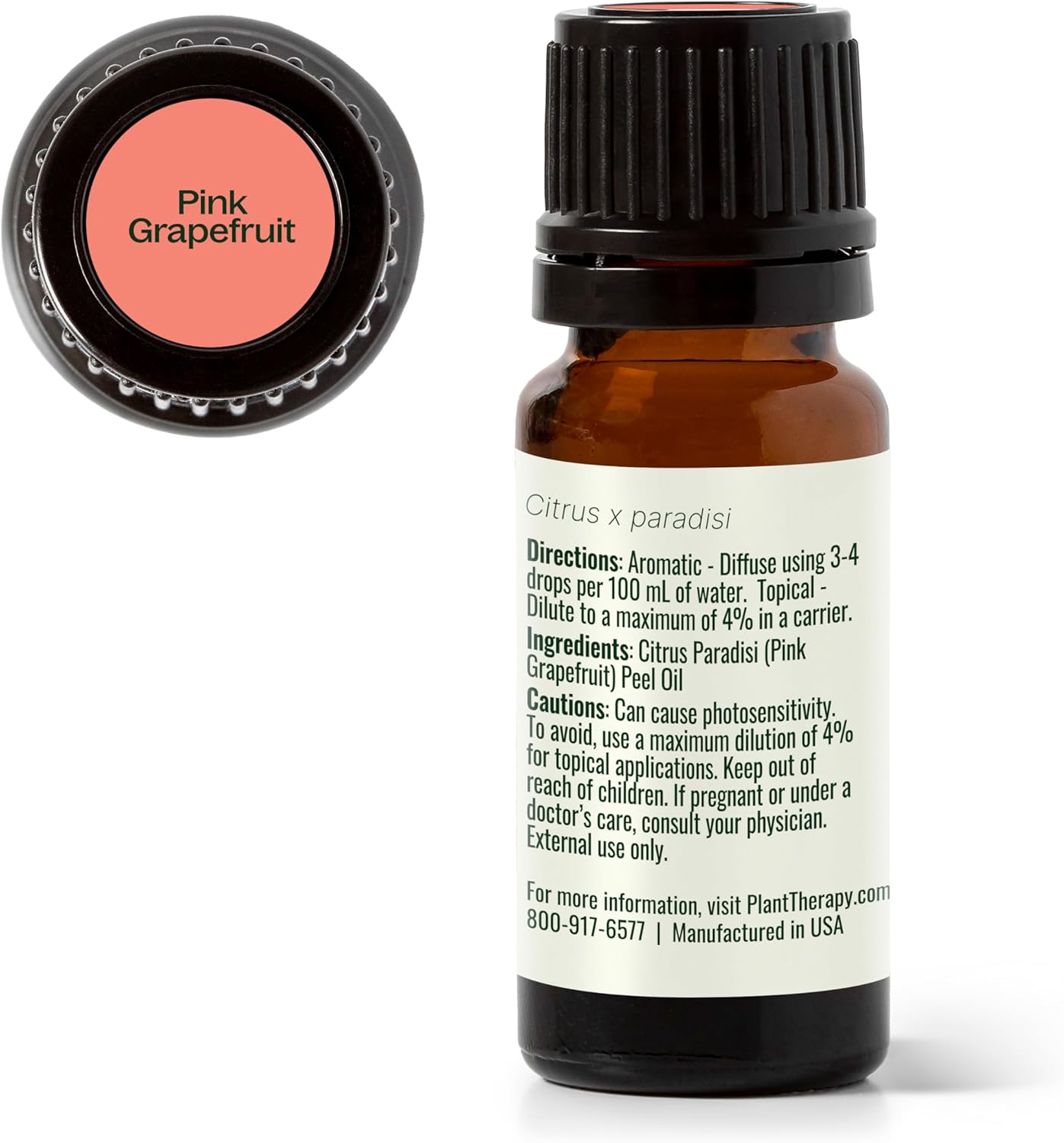 Plant Therapy Pink Grapefruit Essential Oil Pink 10 mL (1/3 oz), 100% Pure, Undiluted Citrus Paradisi for Aromatherapy, Skin, Hair & Home