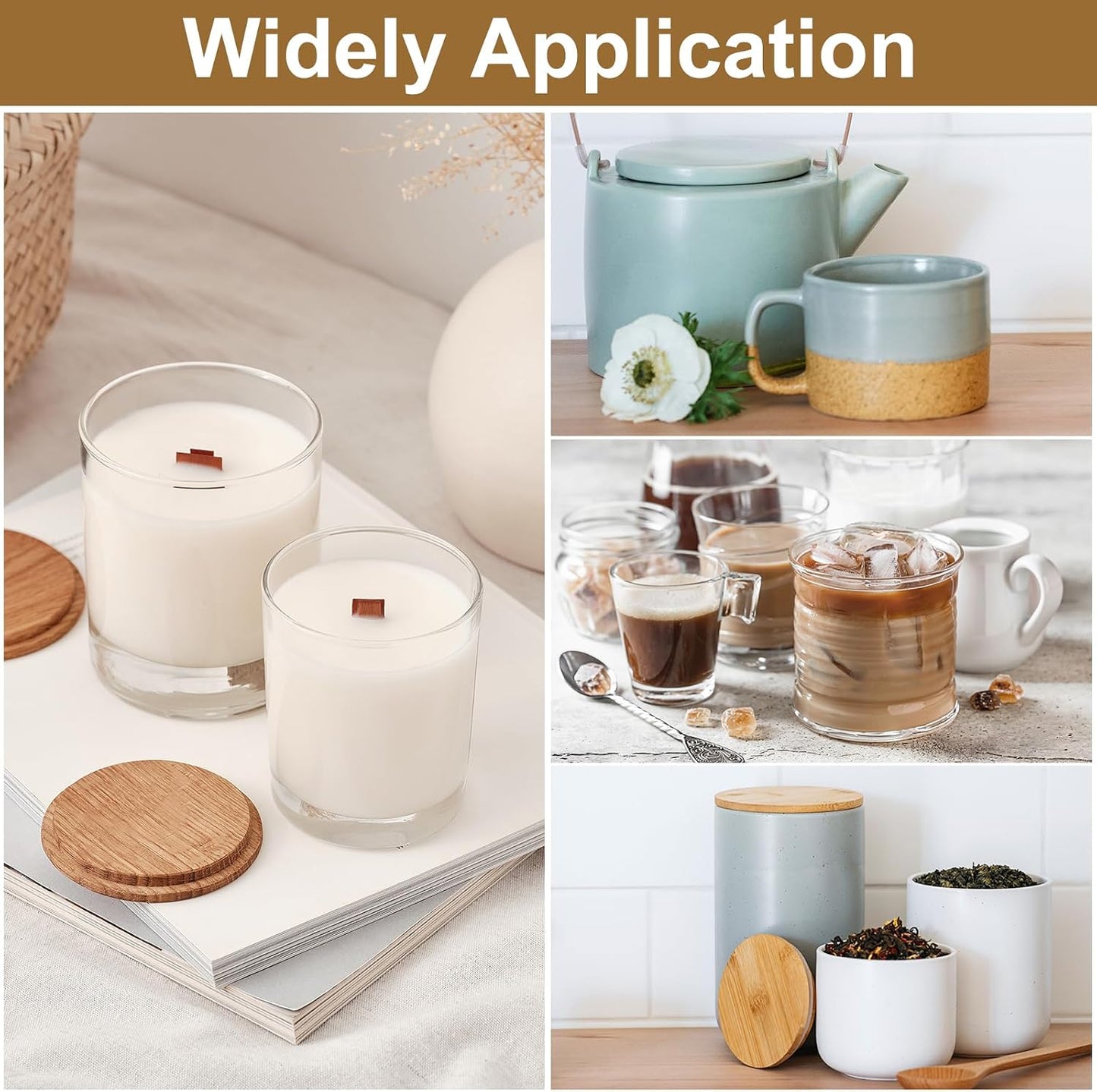 uXcell 4 Pcs Bamboo Cup Lid, 3.31 Inch - Sealed Wooden Tea Coffee Mug Lid and Perfume Candle Lid