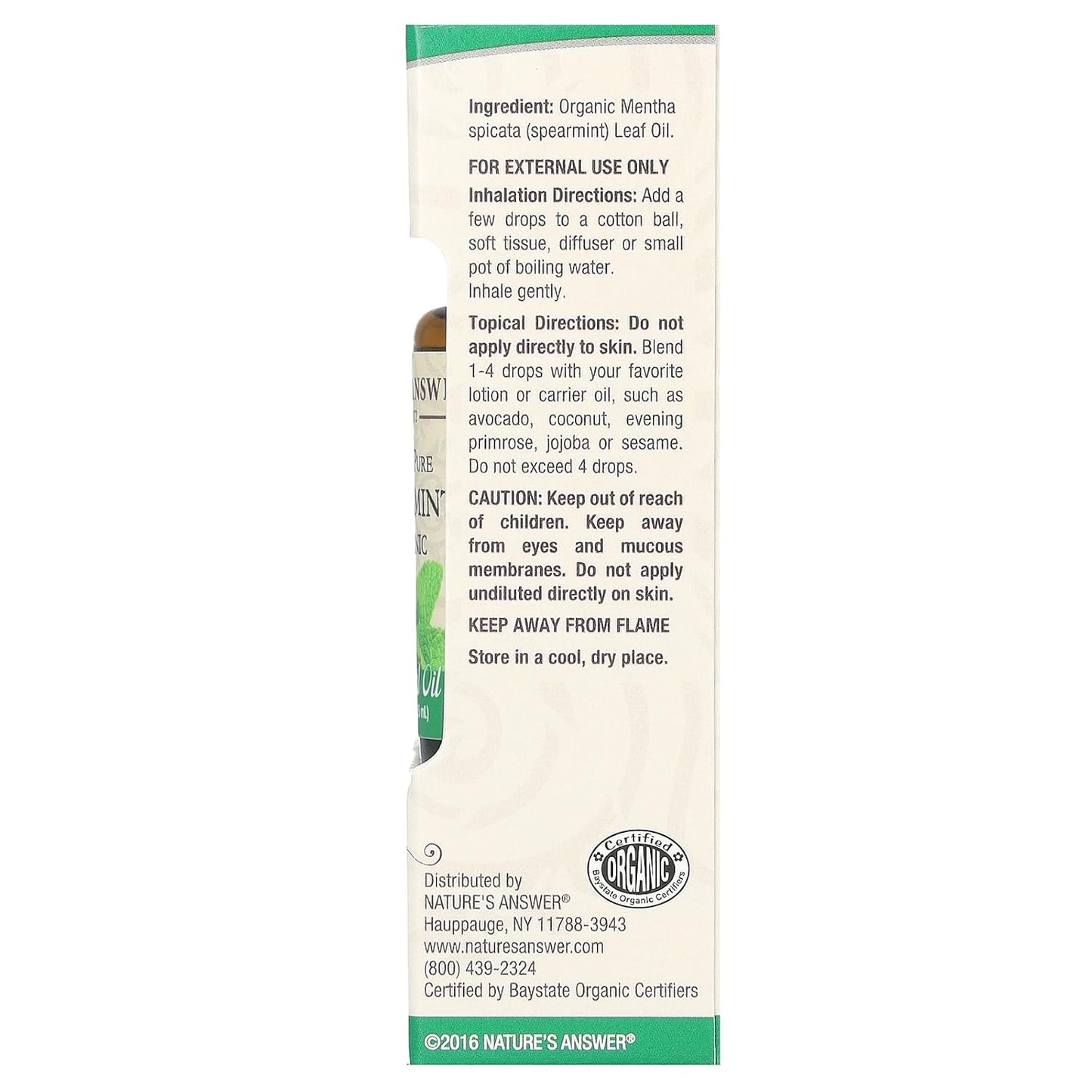 Nature's Answer 100% Pure Organic Essential Oil, 0.5-Ounce, Spearmint