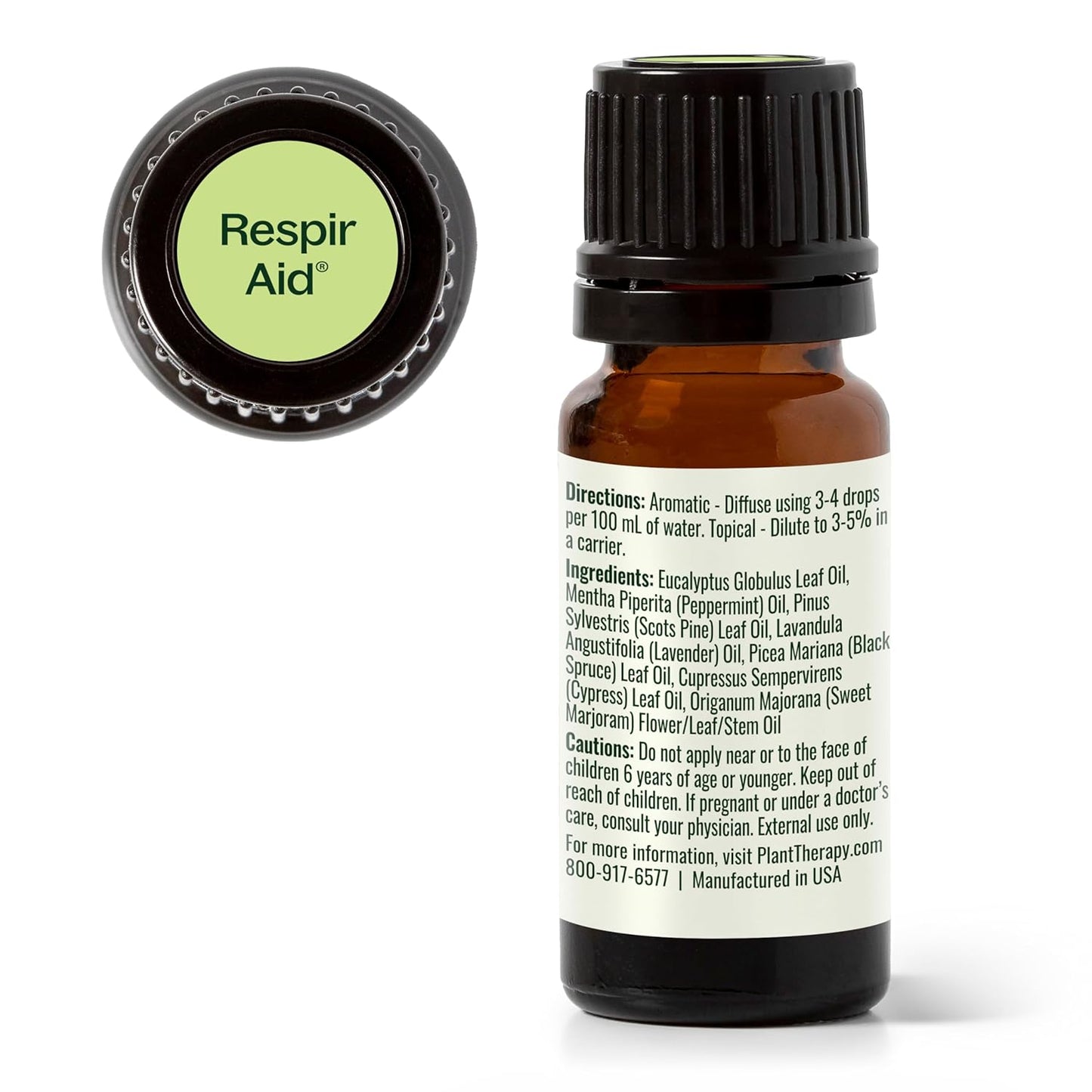 Plant Therapy Respir Aid Essential Oil Blend, 10 mL (1/3 oz), Sinus, Airway and Congestion Clearing Oil Blend, 100% Pure and Undiluted, Natural Aromatherapy