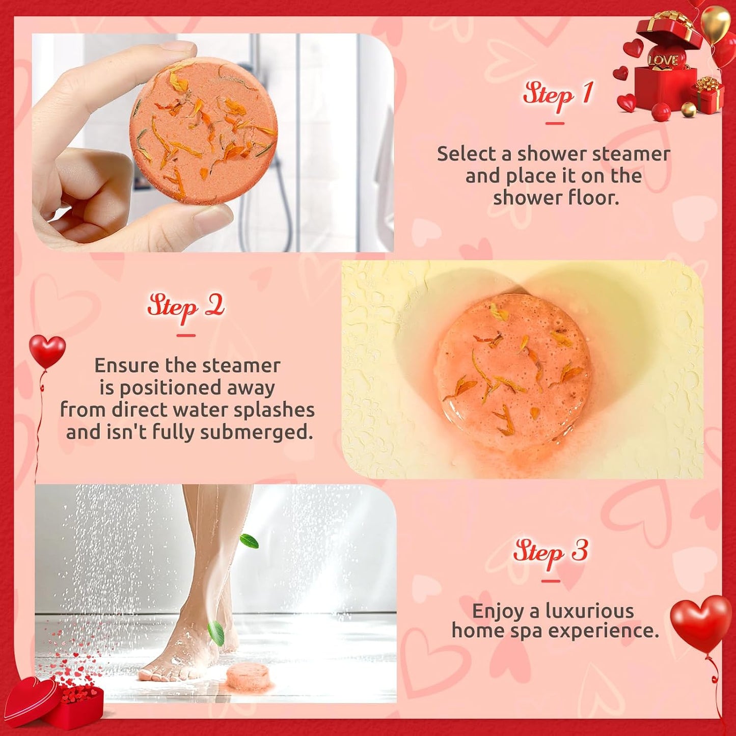 Shower Steamers Aromatherapy-8 Pack Shower Bombs with Essential Oils, Mothers Day Gifts for Mom Wife, Birthday Gifts for Women Self Care Relaxation Home SPA Teacher Appreciation Gift (Red)
