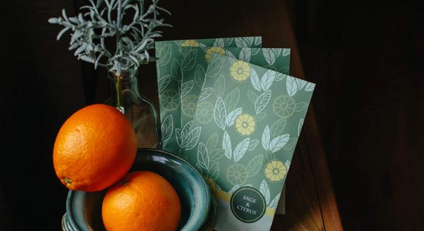 Simplicity Scents Sage and Citrus Scented Sachets Pack of 6, Everyday - Long-Lasting Scented Bags, Home Fragrance, Air Freshener & Deodorizer for Closet, Room, Drawer, or Cars, Made in USA
