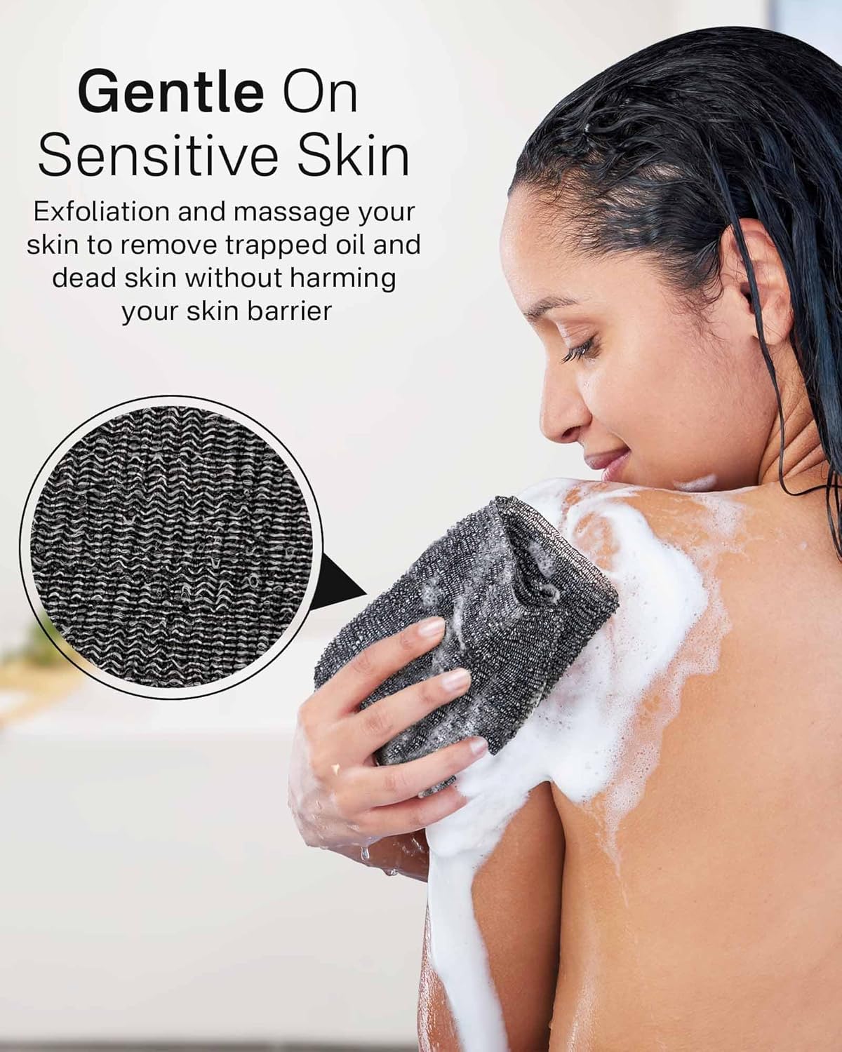 Yiclick Exfoliating Washcloth Towel, Back Scrubber for Shower for Women, Exfoliating Body Scrubber, Loofah Sponge Wash Cloth, Korean Japanese Exfoliating Shower Towel, Exfoliator Washer for Bath
