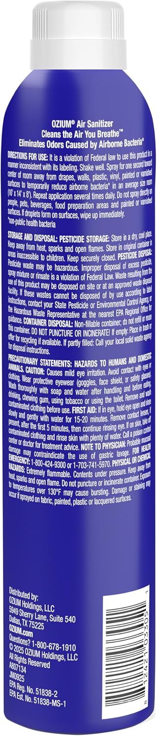 Ozium Air Sanitizer Spray - Room Odor Eliminator for Home, Car, and Office - Citrus - 8 oz Can - 6 Pack