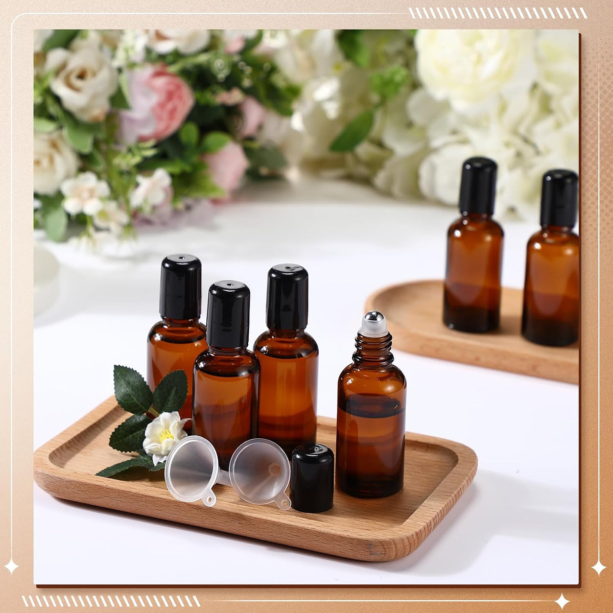 Sumind 12 Sets 30ml Roller Glass Bottle Essential Oil, Amber