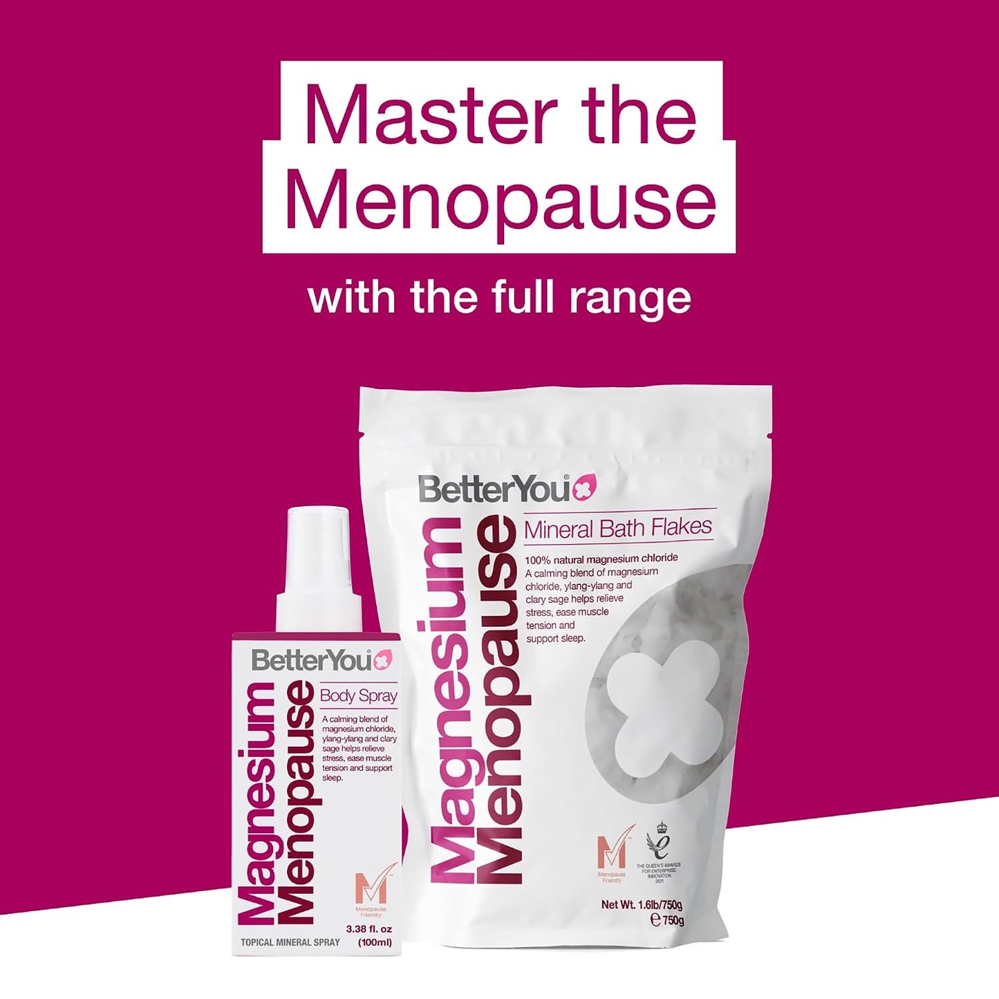BetterYou Menopause Body Spray - Magnesium Chloride Spray for Menopause Relief - With Ylang Ylang and Clary Sage - Muscle and Sleep Support - 3.38 oz