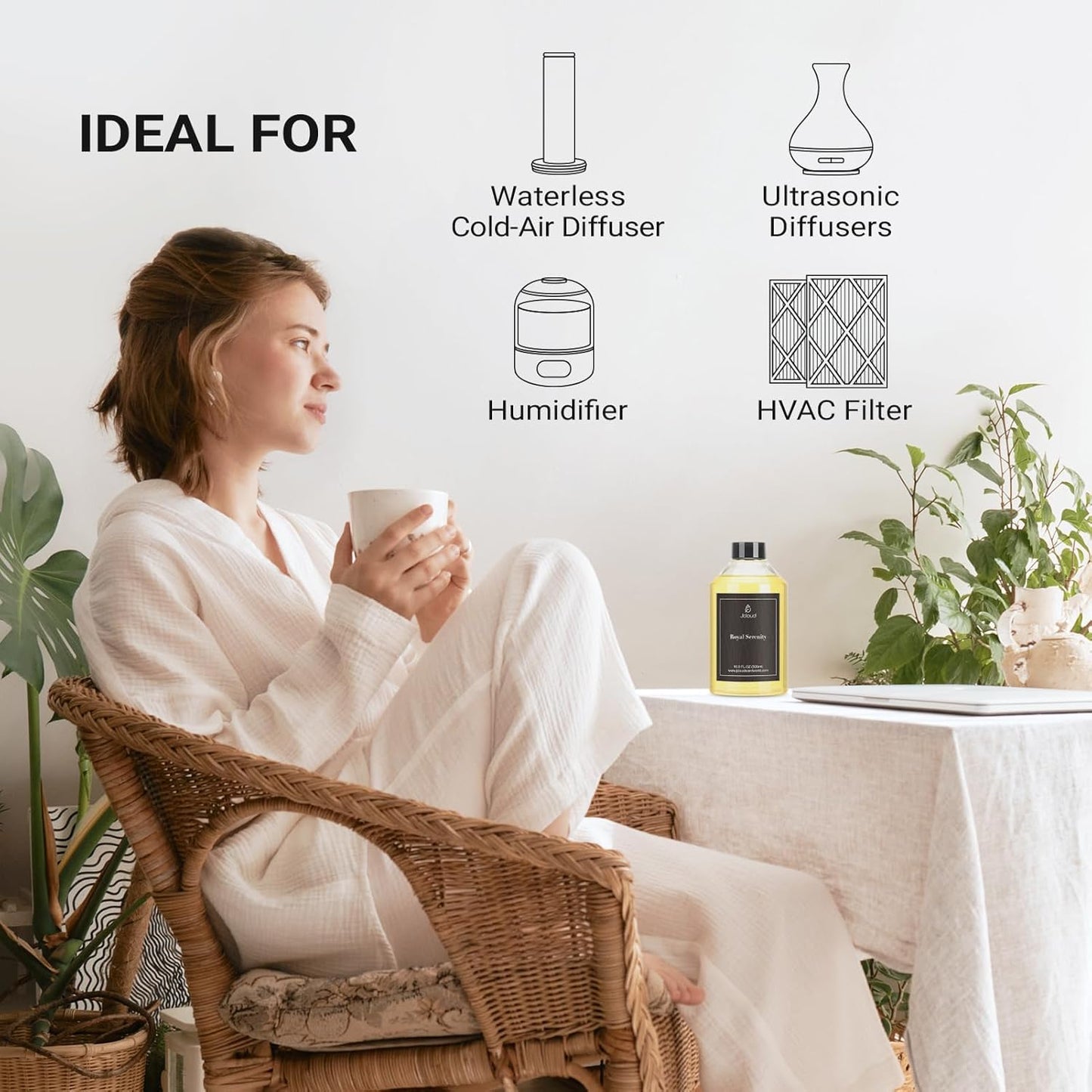 JCLOUD Royal Serenity Hotel Diffuser Oil 16.9 Fl Oz (500mL), Inspired by 5-Star Hotel Scent, Luxury Cold Air Diffuser Oil Refill & Essential Oils Bulk for Home, Offices