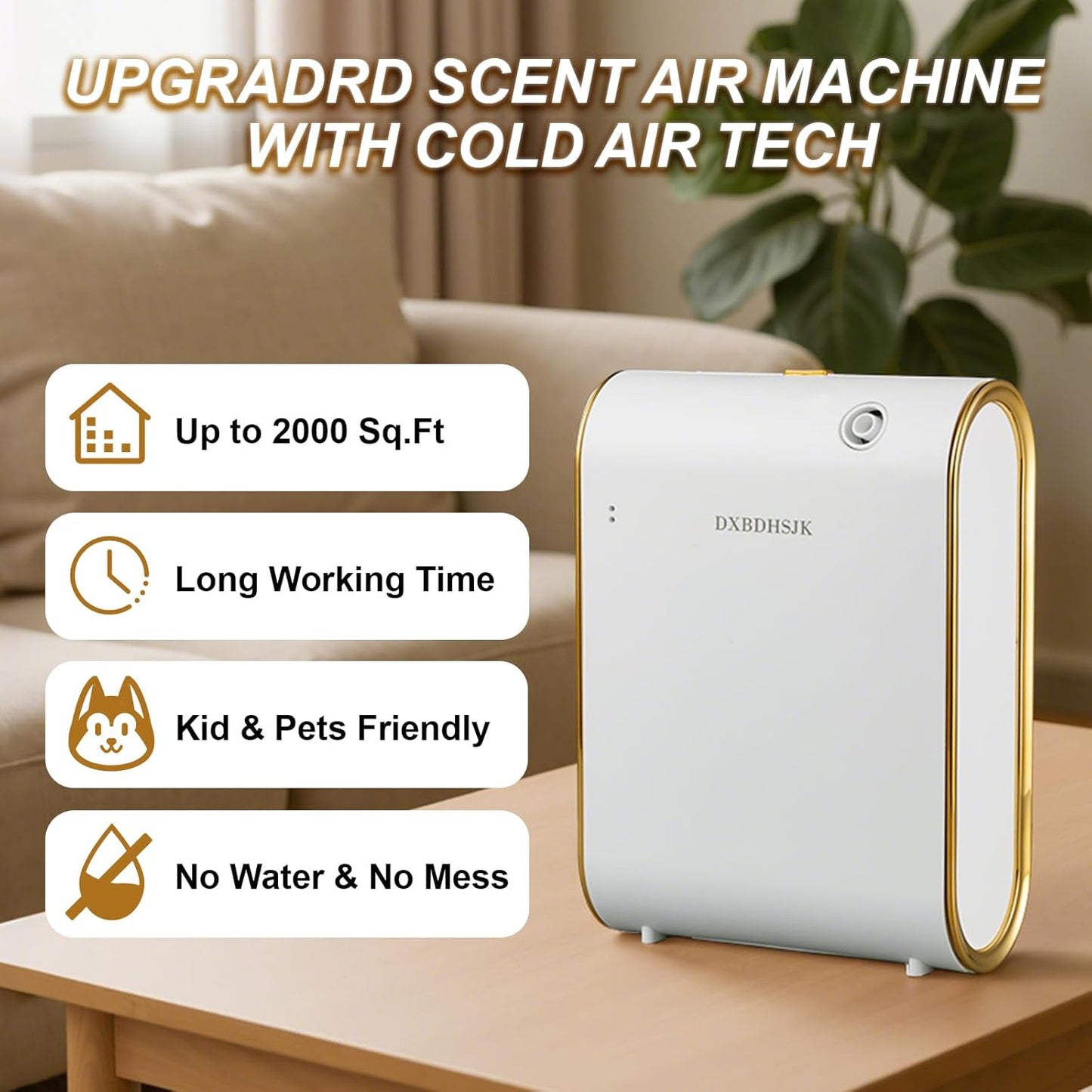 Home Bluetooth Smart Waterless Aromatherapy Machine, Essential Oil Diffuser, with Fragrance Coverage of up to 2000 Square feet, Suitable for Home, Hotel, Restaurant, Office, and spa Center.(White)