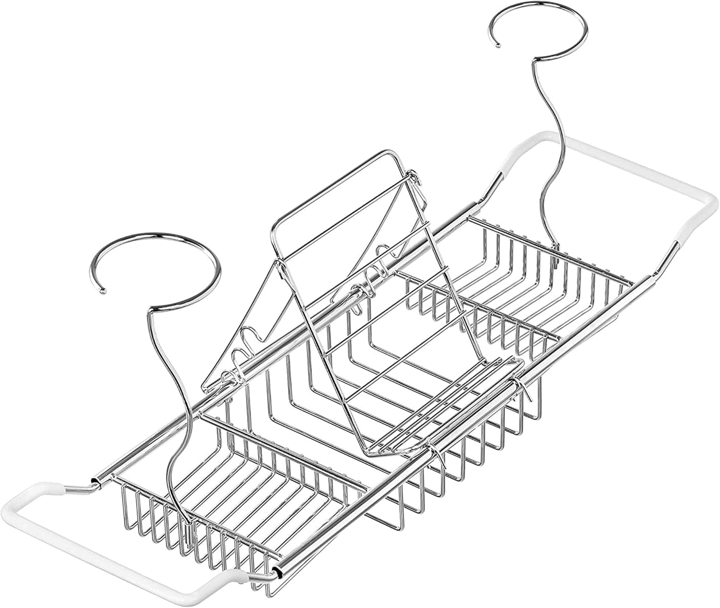 Bathtub Tray Caddy,Expandable Bathtub Shower Caddy,Adjustable Organizer Tray for Bathroom,Luxury Bath Caddy Tub Table, Bathtub Accessories & Bathroom Gadgets 304 Stainless Steel Holder (Silver1)
