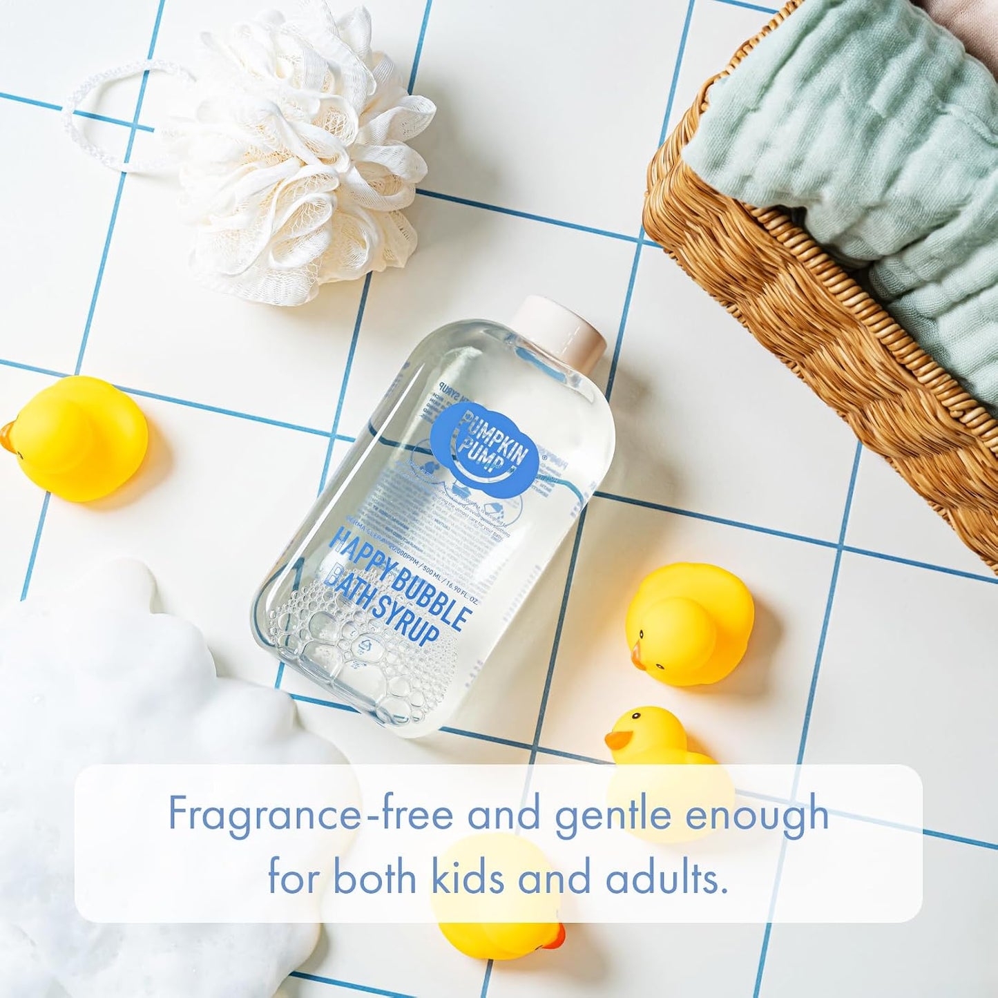 PUMPKINPUMP Happy Bubble Bath Syrup, 16.9 fl. oz, 8 Types hyaluronic Acid, Suitable for Sensitive Skin