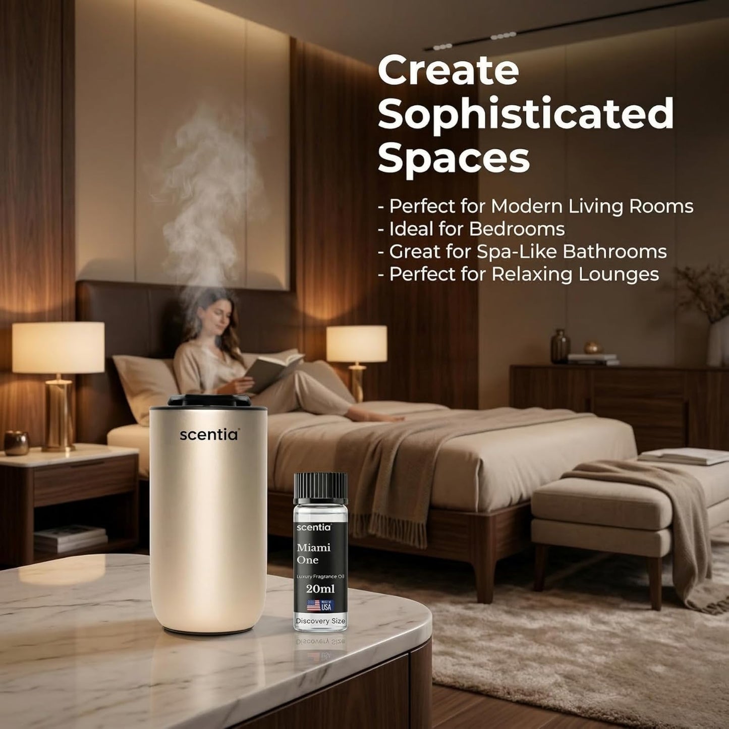 Scentia Miami One (My Way) Aromatherapy Oil for Diffuser β Hotel Scent Inspired by 1 Hotel Miami Beach β 20 mL β Lemon, Sandalwood & Cedar Natural Fragrance Oil for Waterless & Cold Air Diffusers