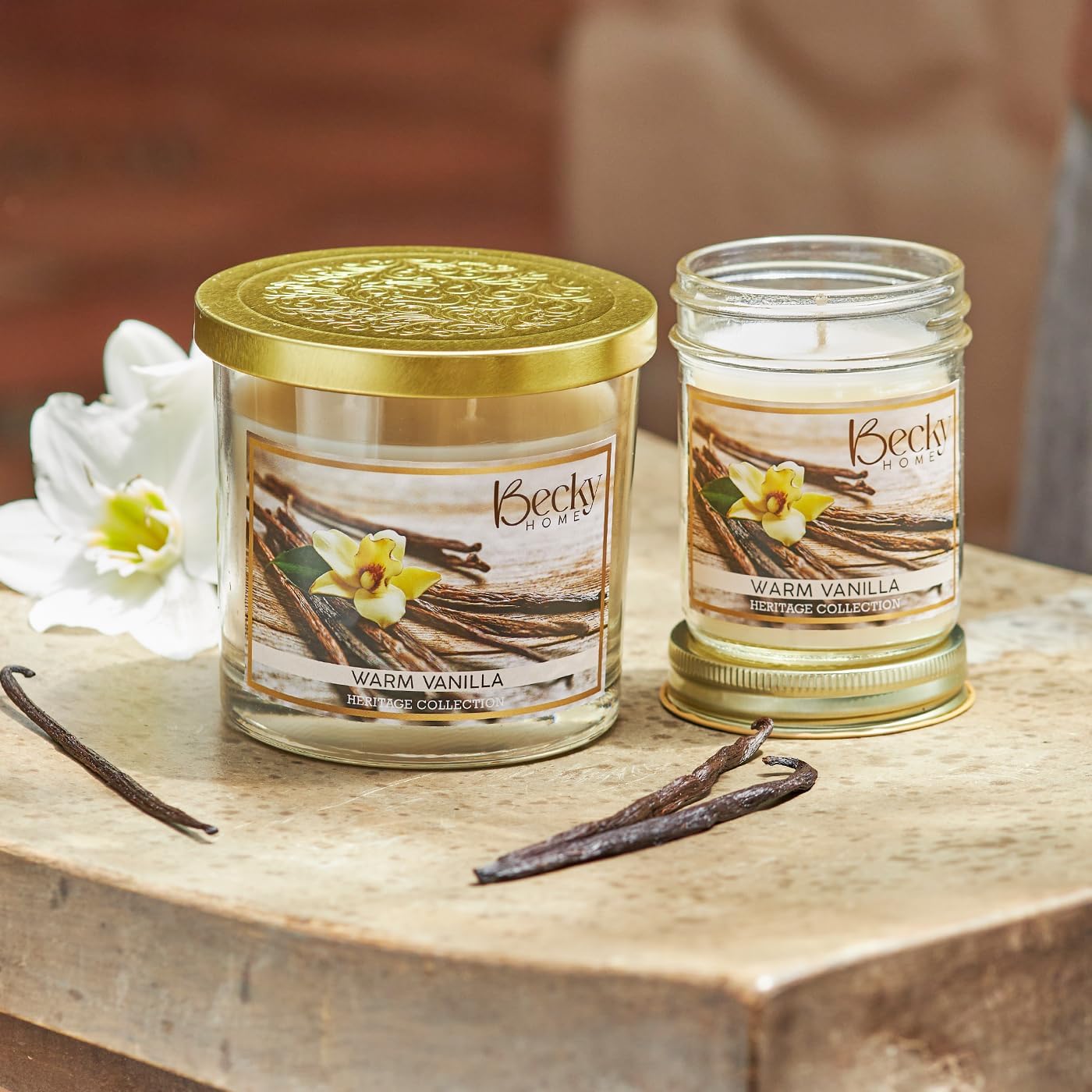 Warm Vanilla 3 Wick Candle, 14.5oz, Large, Traditional, White, Glass Jar, 4" H x 4" D, 60+ Hour Burn Time, Indoor Use, 1 Count