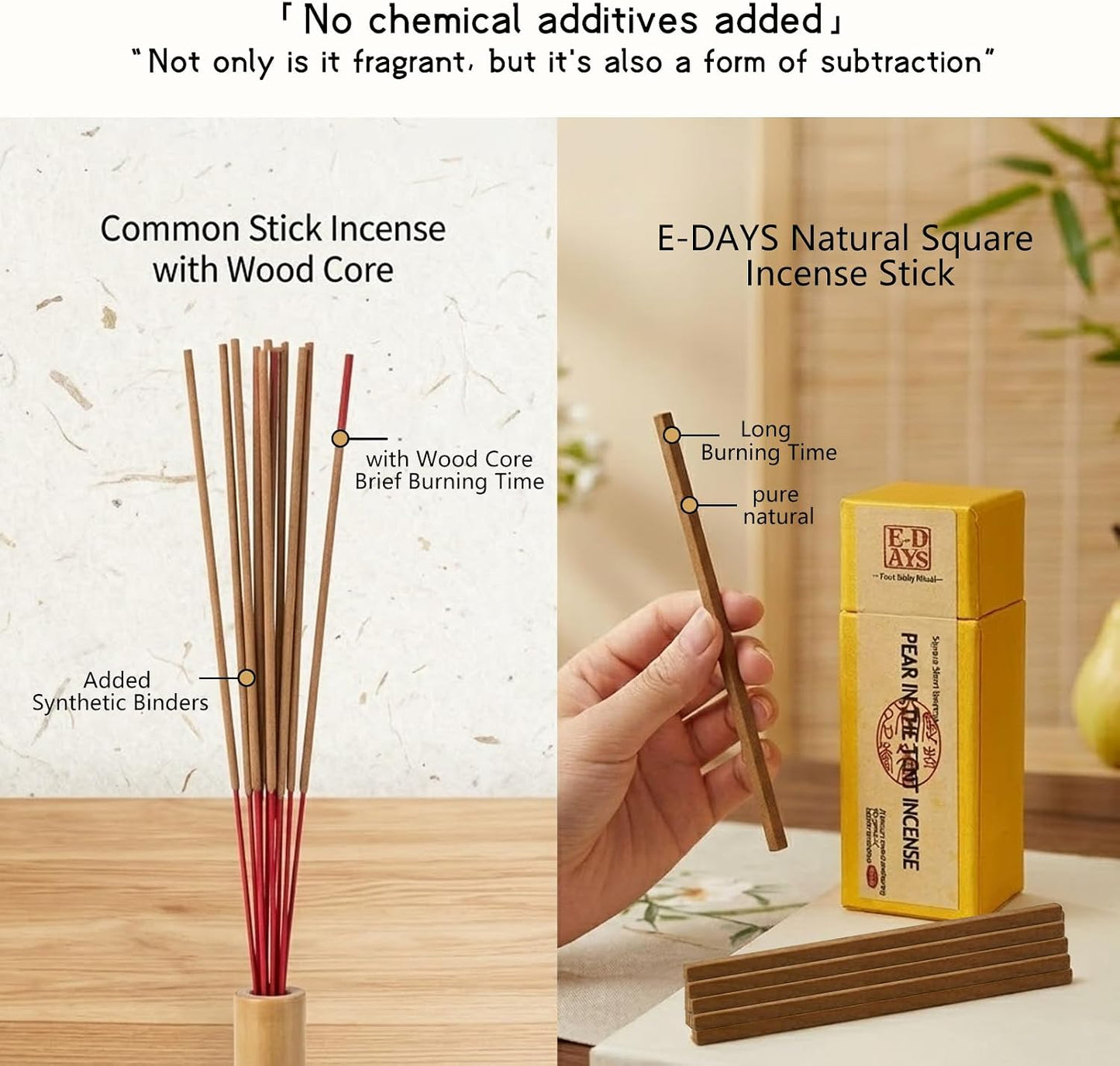 Square Incense Sticks - Goose Pear Tent Incense in Small Box Ancient Chinese Imperial Formula 60g (Approx. 81 Sticks, 10.5cm, 30 Min Burn Time) Aromatherapy for Sleep, Relaxation, Home