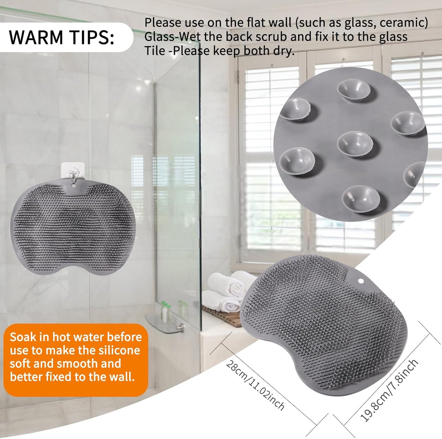 3PACK Silicone Shower Foot Scrubber,Wall Slip Suction Cups Body Scrubber | Silicone Shower Foot Brush Pad,Use in Cleaner For Women and Men By RARKVEN