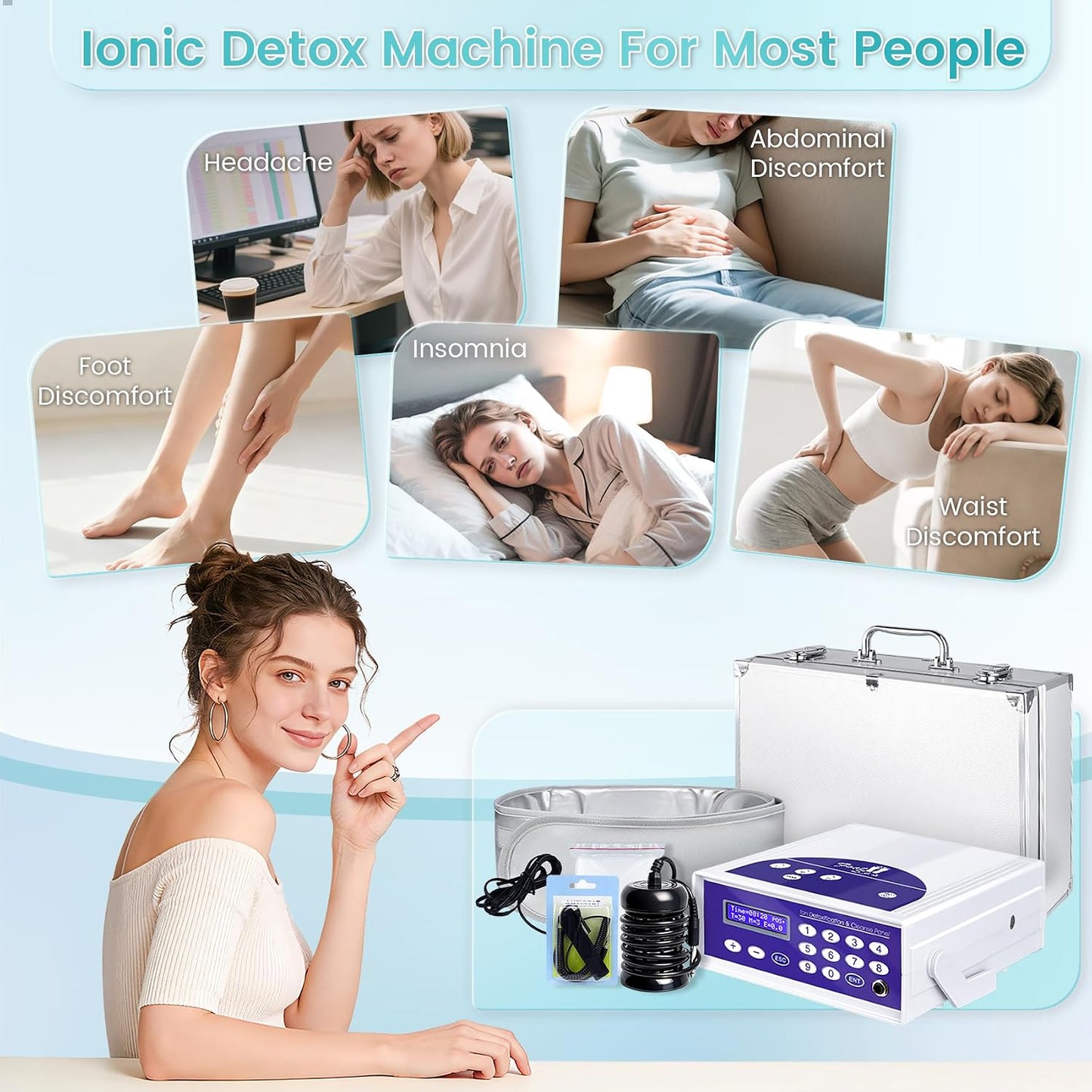 Ionic Foot Bath Detox Machine, Professional Foot Detox Machine for Home Use, Ion Cleanse Ionic Bath Spa with LED Display, Far Infrared Belt