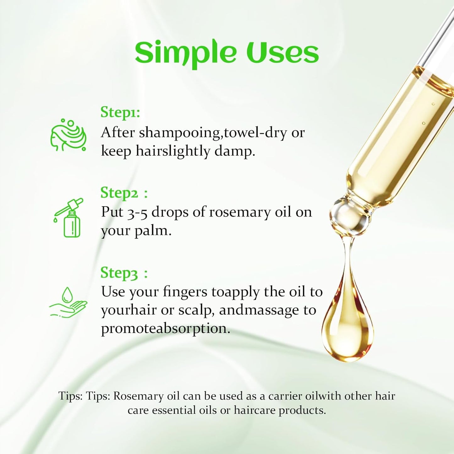 Rosemary Oil for Hair Growth with Castor, USDA Certified Organic Rose Mary Oils Cold Pressed Blend Oil for Thicker Eyebrow, Repair Damaged Hair-0.5 FL OZ