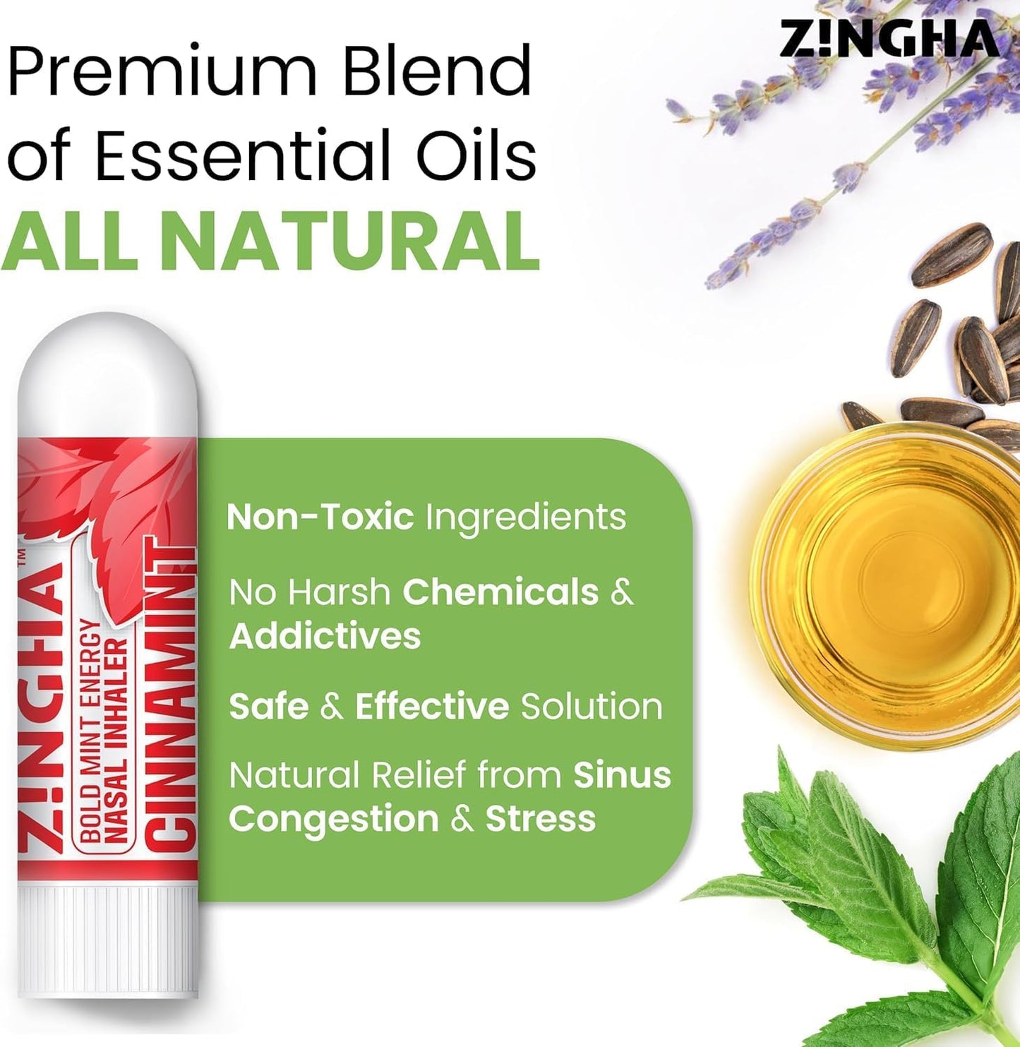 Z!NGHA Natural Aromatherapy Nasal Stick Boost Focus & Enhance Breathing | Portable Sinus Relief & Relaxation Nasal Inhaler Stick | Essential Oil Blend for Stress and Congestion (Grape Berry)