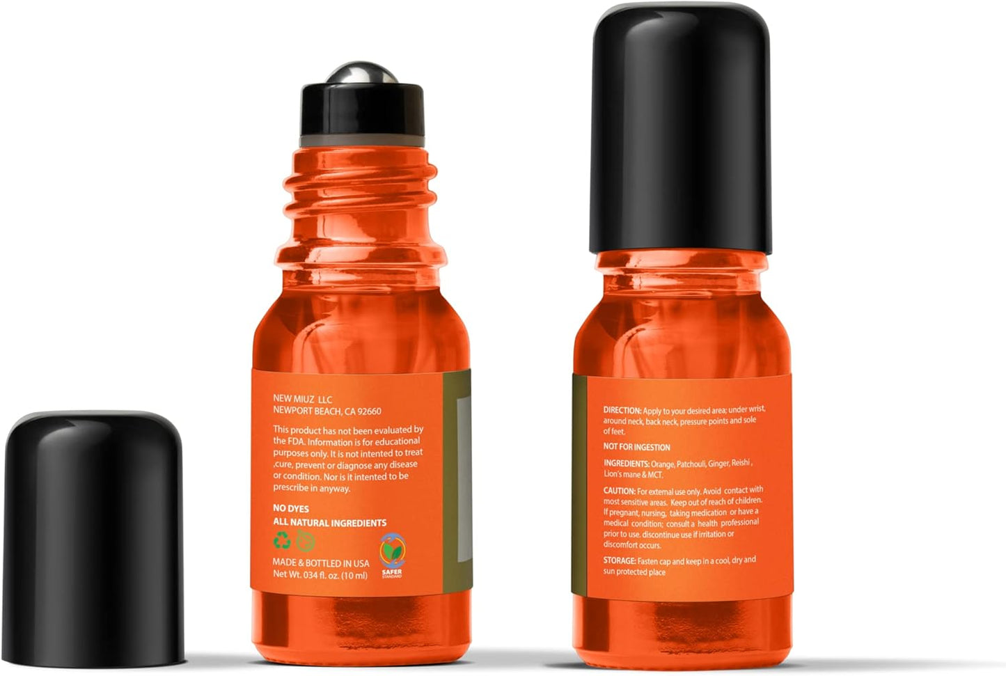 Headache Stick Roller Peppermint Rosemary and Eucalyptus & Roll-On Essential Oil Blends Focus Memory Concentration Orange Ginger Patchouli Pack of 2