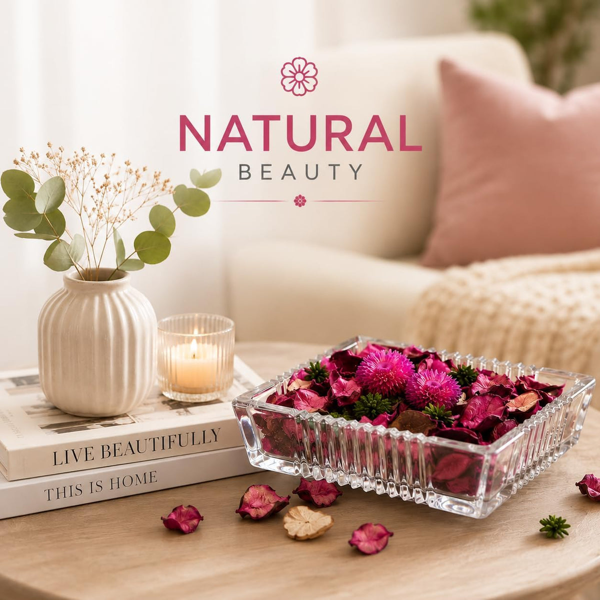 Pink Potpourri Bags, Dried Flower Sachets for Home Decor