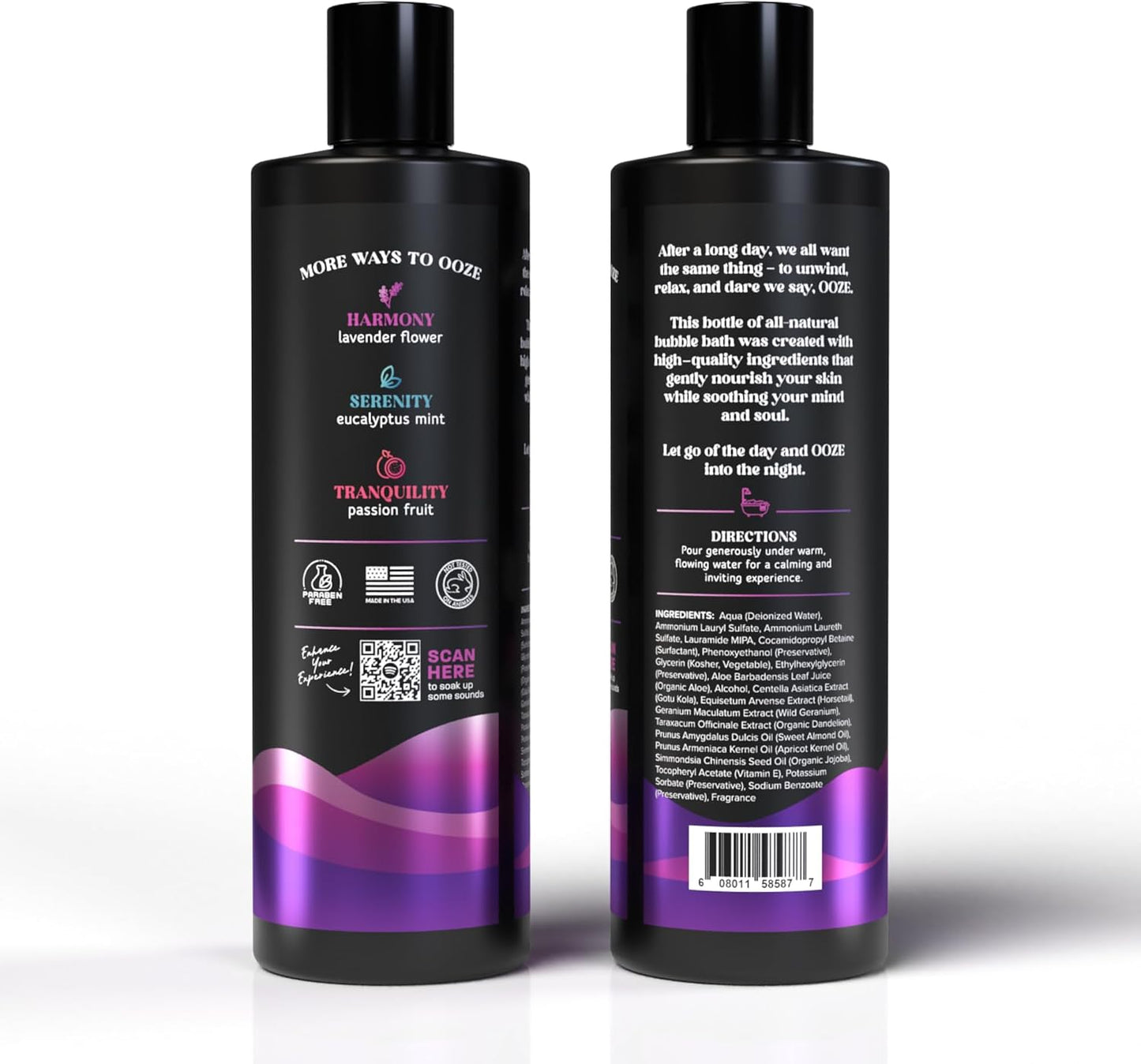 OOZE Lavender Bubble Bath for Women (473ml) - Bath Bubbles for Relaxing, Calming & Soothing - Self-Care & Wellness - Zero Parabens, Cruelty-Free, Made in The USA