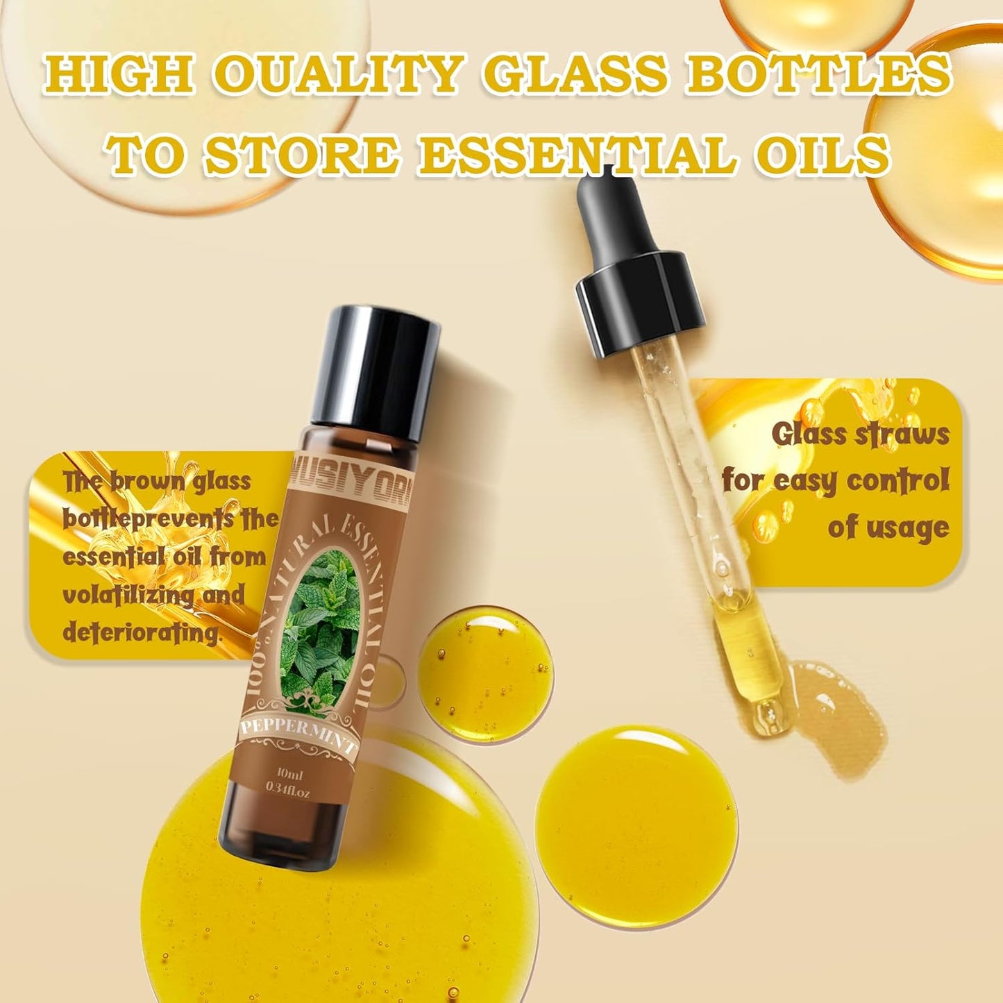 Peppermint Essential Oil 10ML - 100% Pure and Natural Therapeutic Grade Oils for Aromatherapy Diffuser - 0.34 Fl Oz/Peppermint